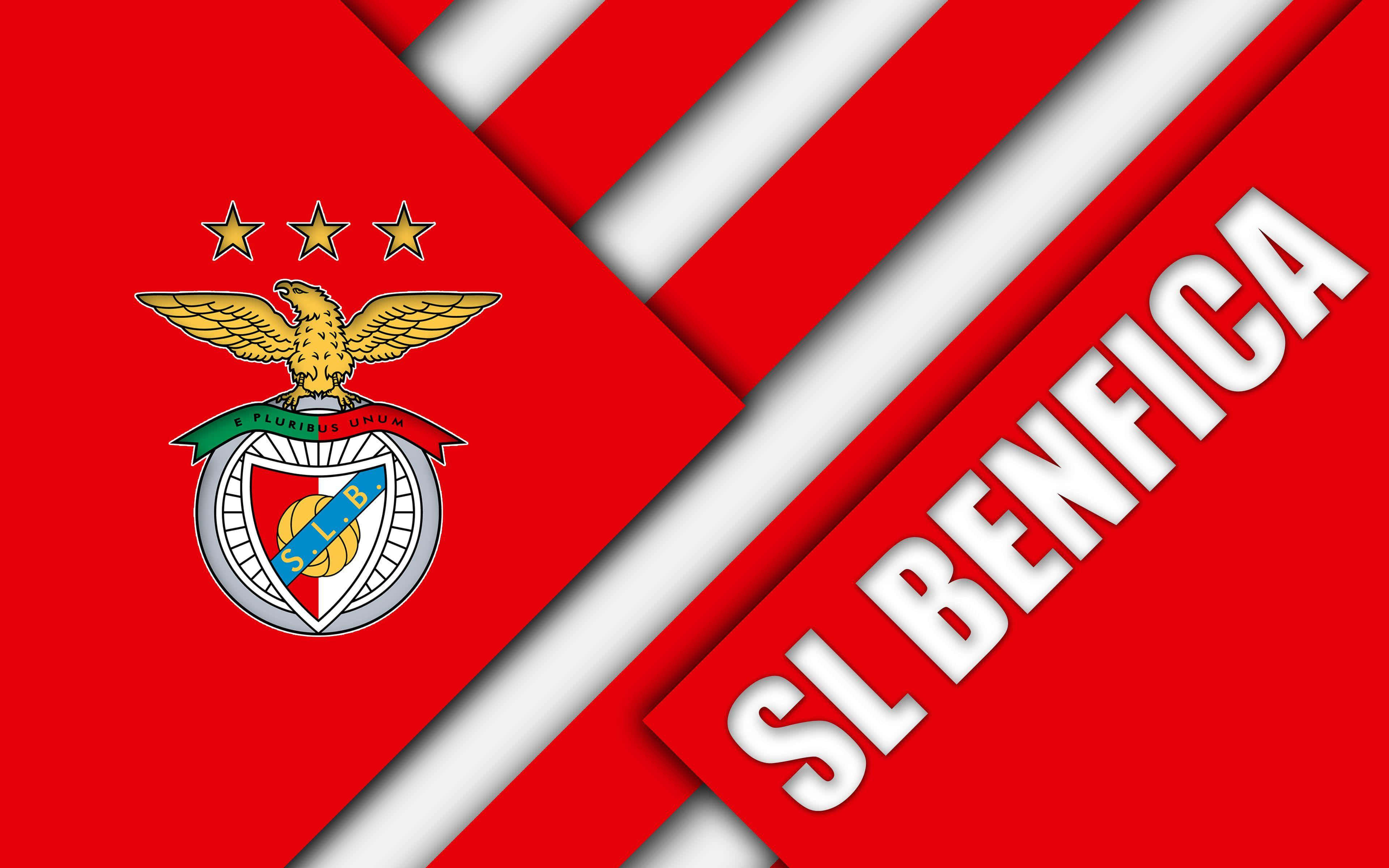 S.L. Benfica, red and white diagonal stripes, crest, 4K Desktop Wallpaper