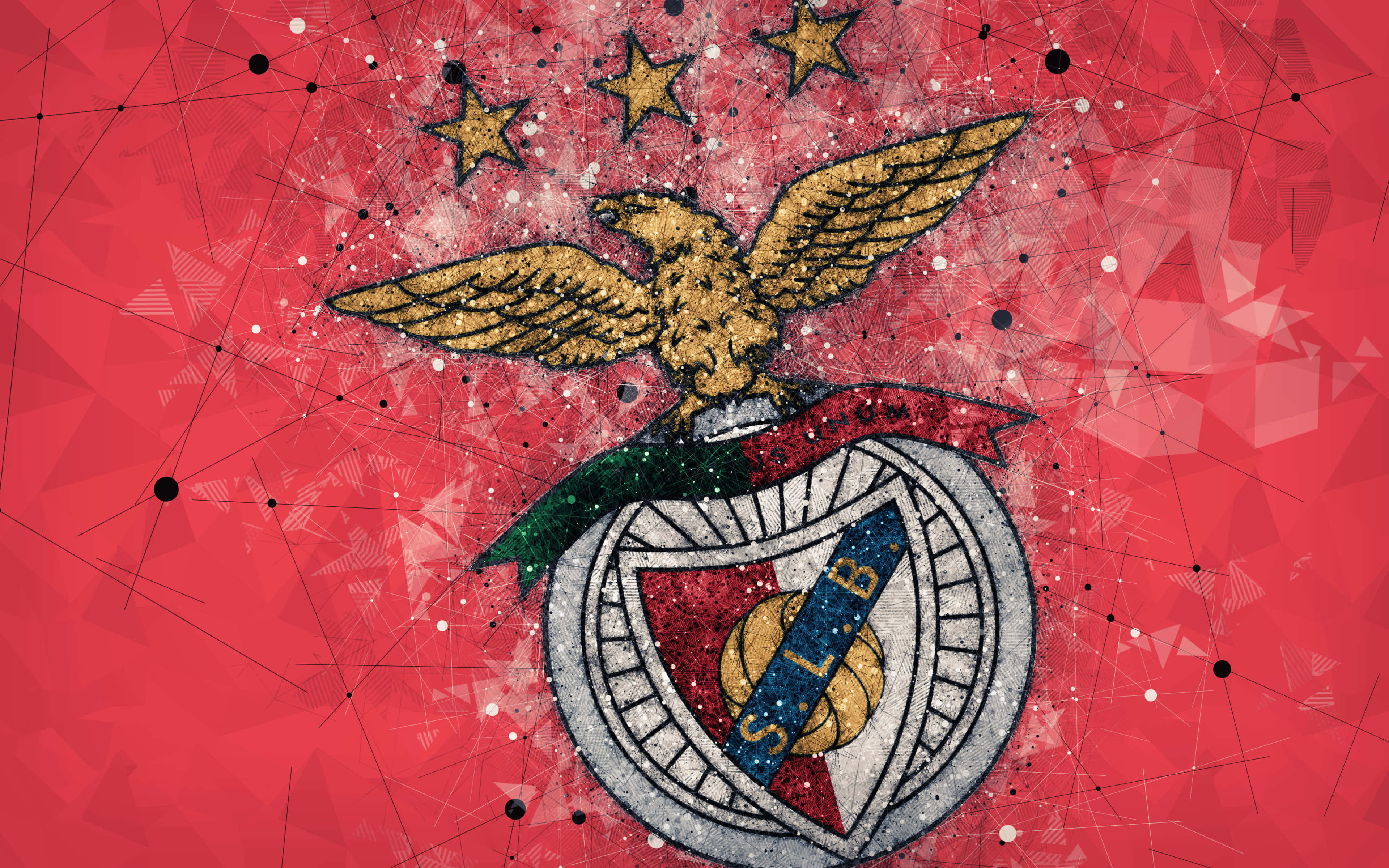 S.l. Benfica, golden eagle, shield, 4K Desktop Wallpaper