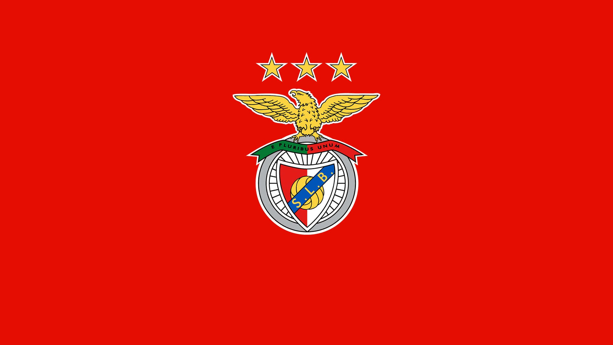S L Benfica, red flag, golden eagle crest, Full HD Desktop Wallpaper