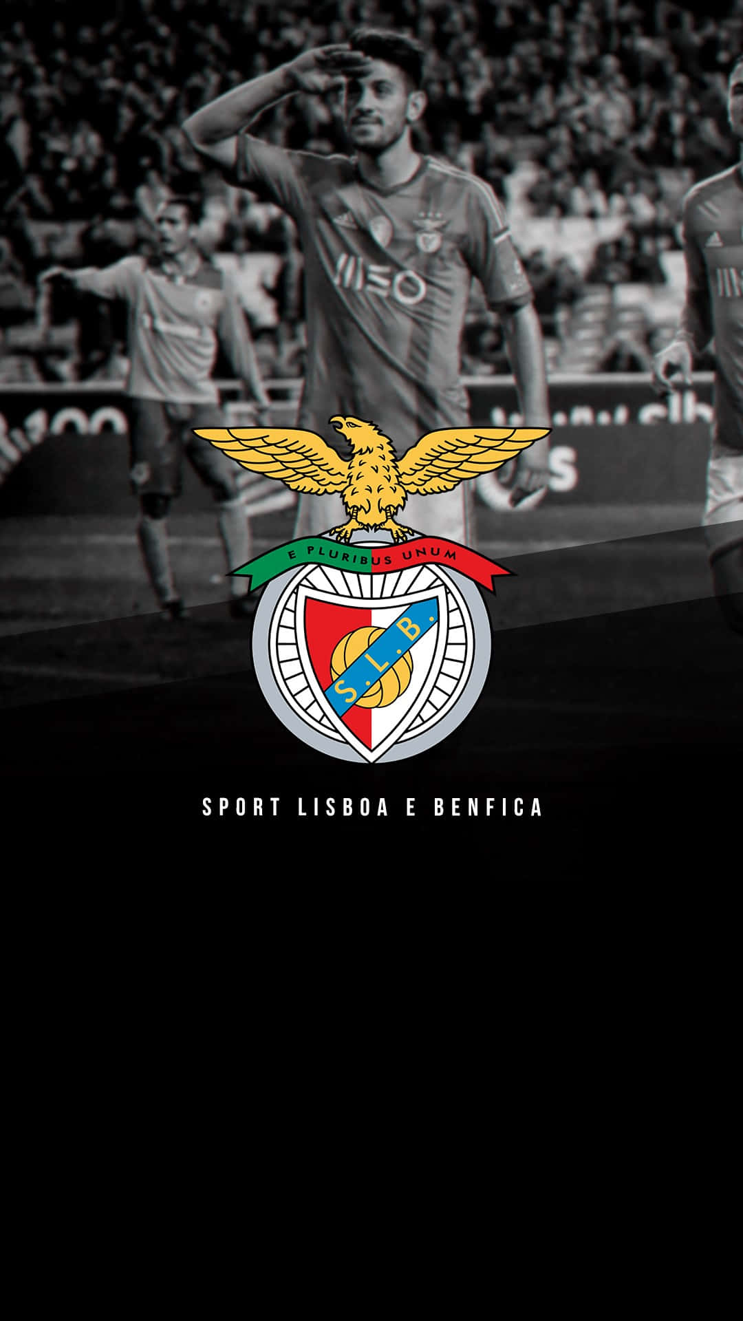 S.l. Benfica, Benfica crest, black and white football player, Full HD Phone Wallpaper