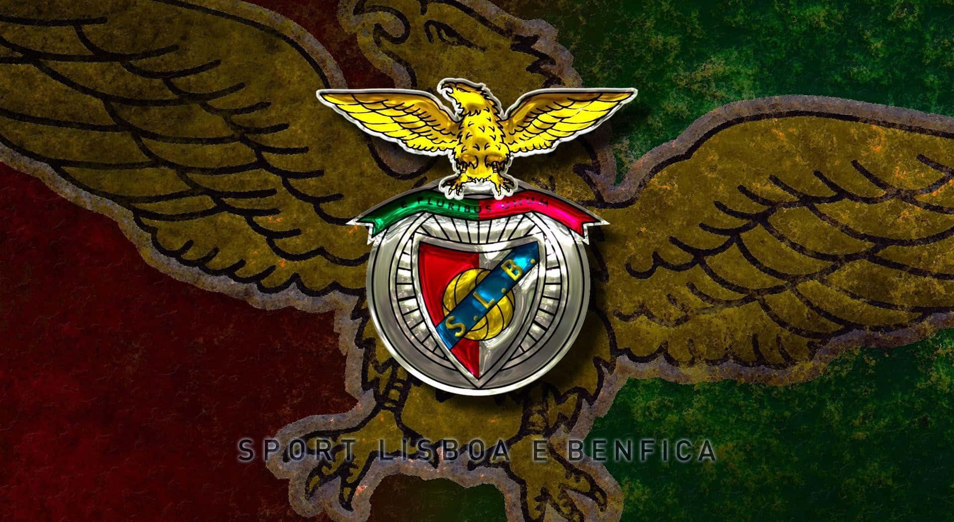 S L Benfica, golden eagle, red green background, Full HD Desktop Wallpaper
