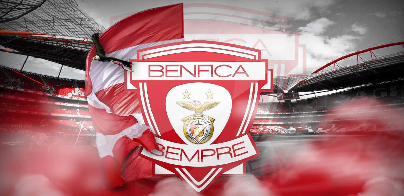 S.L. Benfica, stadium, red and white Benfica crest, HD Desktop Wallpaper
