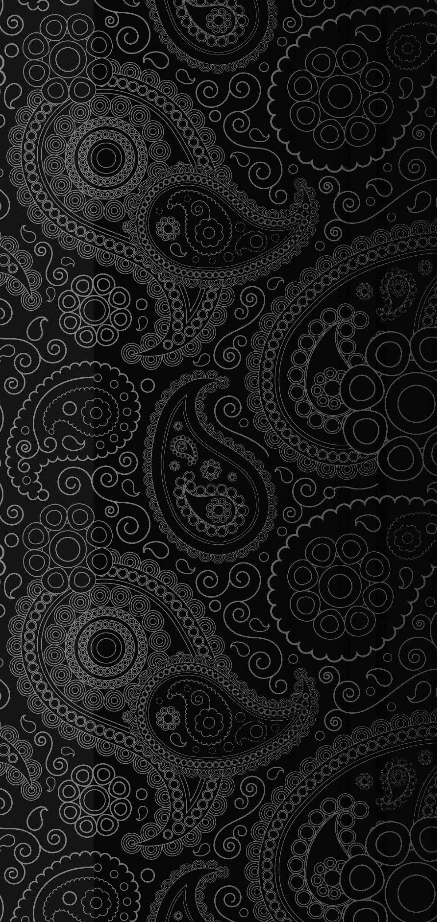 S10+, black bandana, black and white paisley pattern, 2K Phone Wallpaper