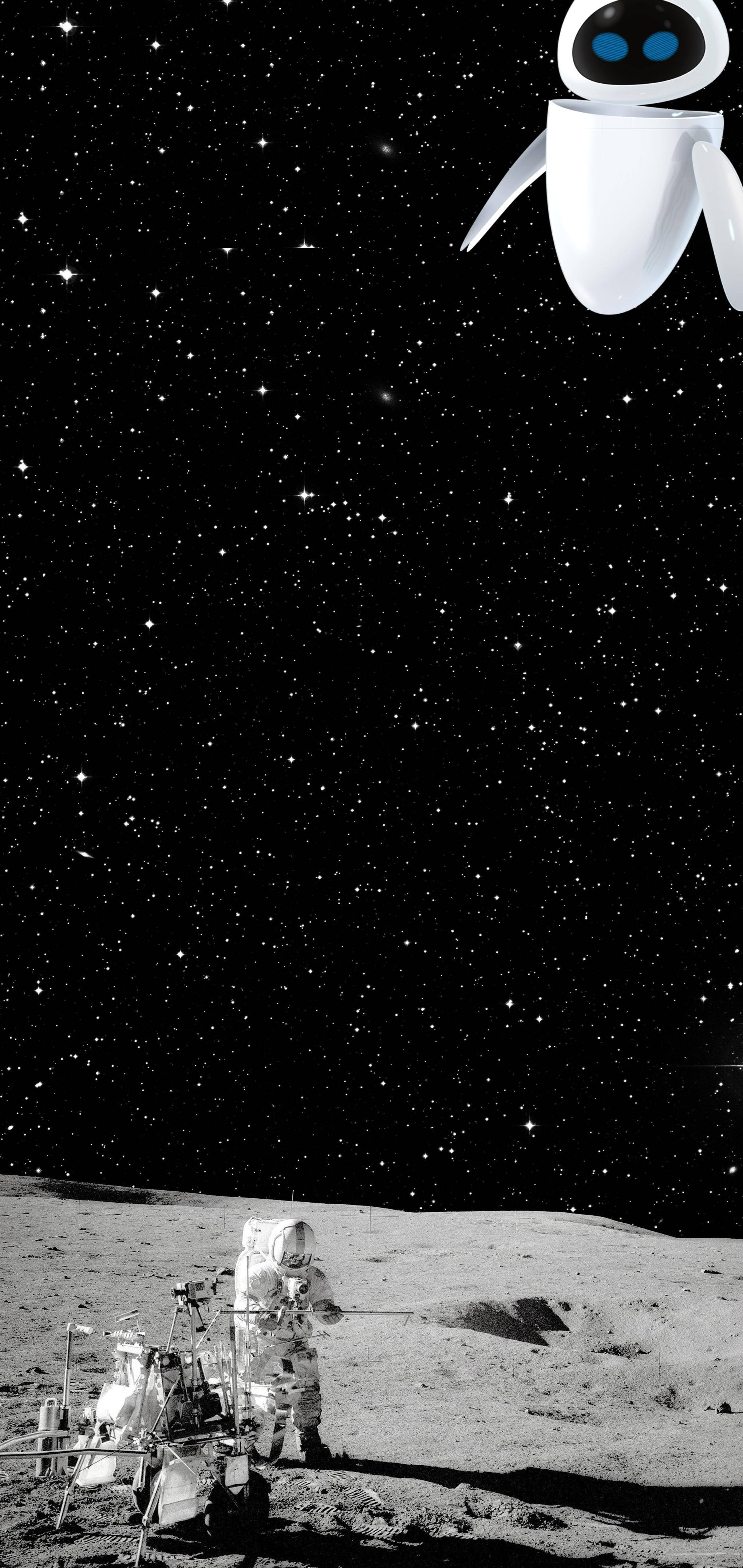 S10+, Space Moon, astronaut, 4K Phone Wallpaper