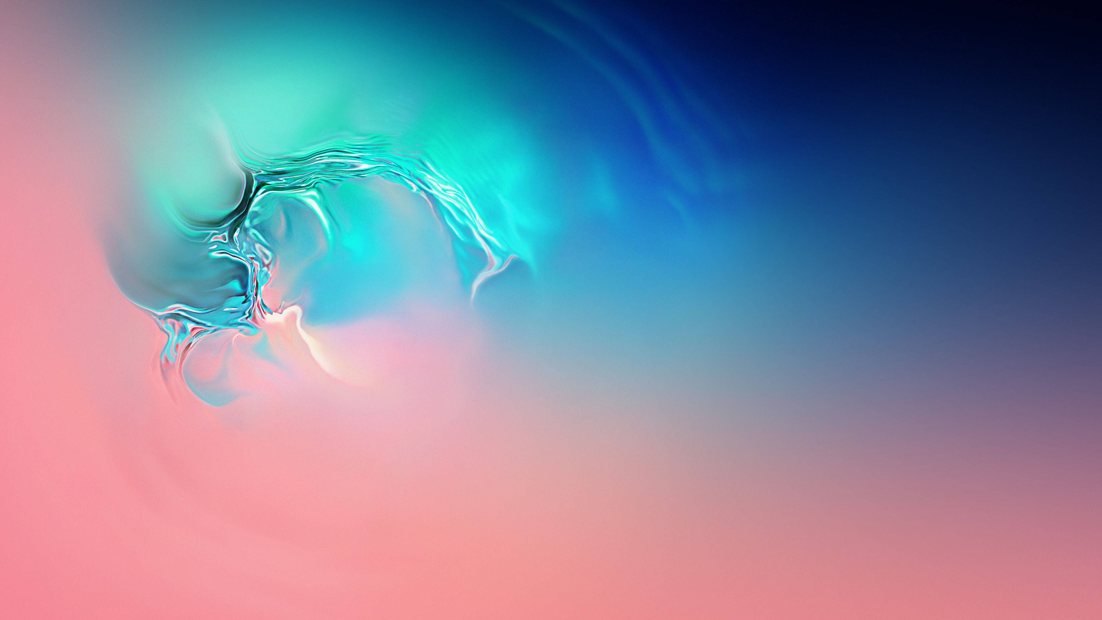 S10, watercolor smudge art, teal, 4K Desktop Wallpaper