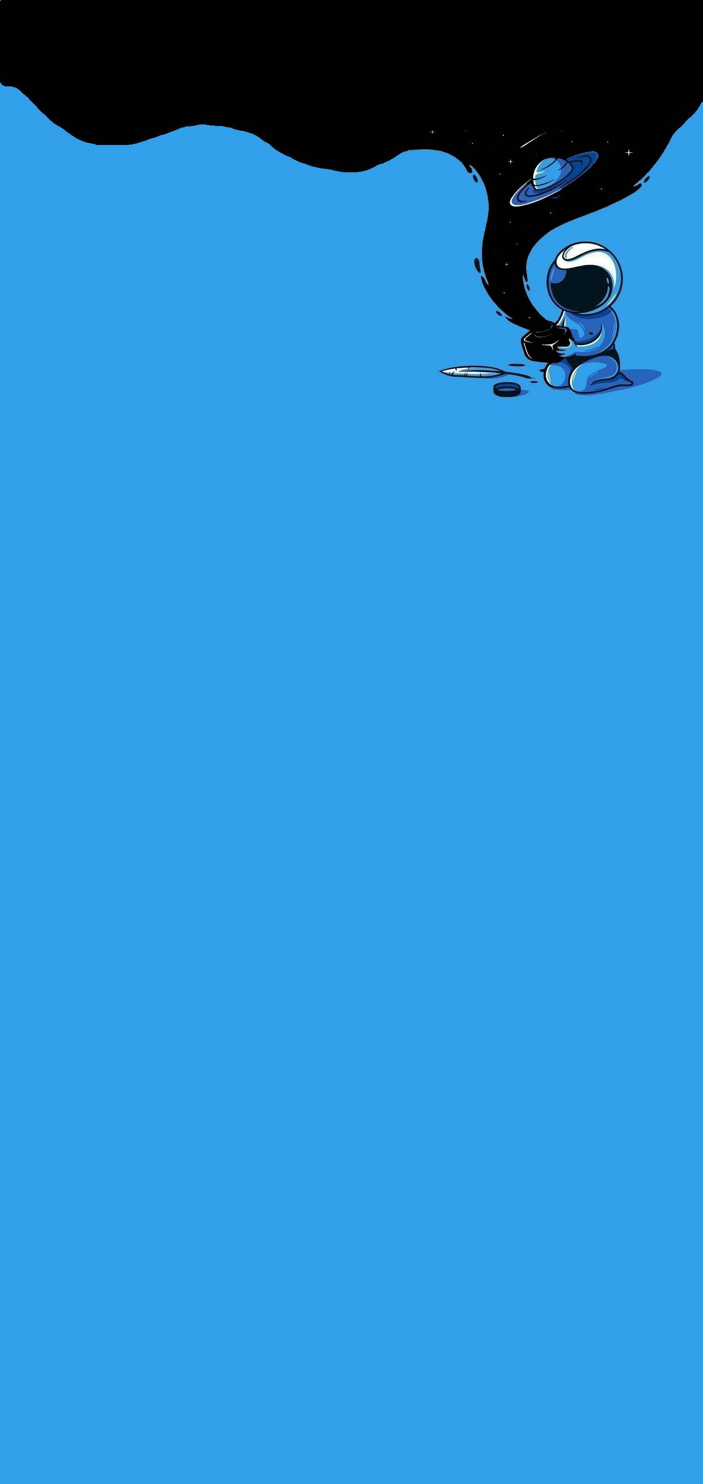 S10, blue astronaut, vast blue plain, 2K Phone Wallpaper