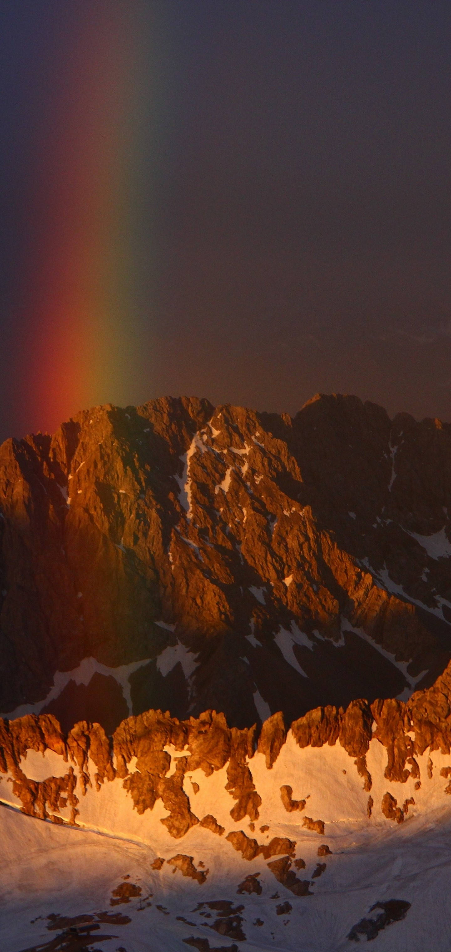 S10, rainbow, snow-dusted mountain peaks, 2K Phone Wallpaper
