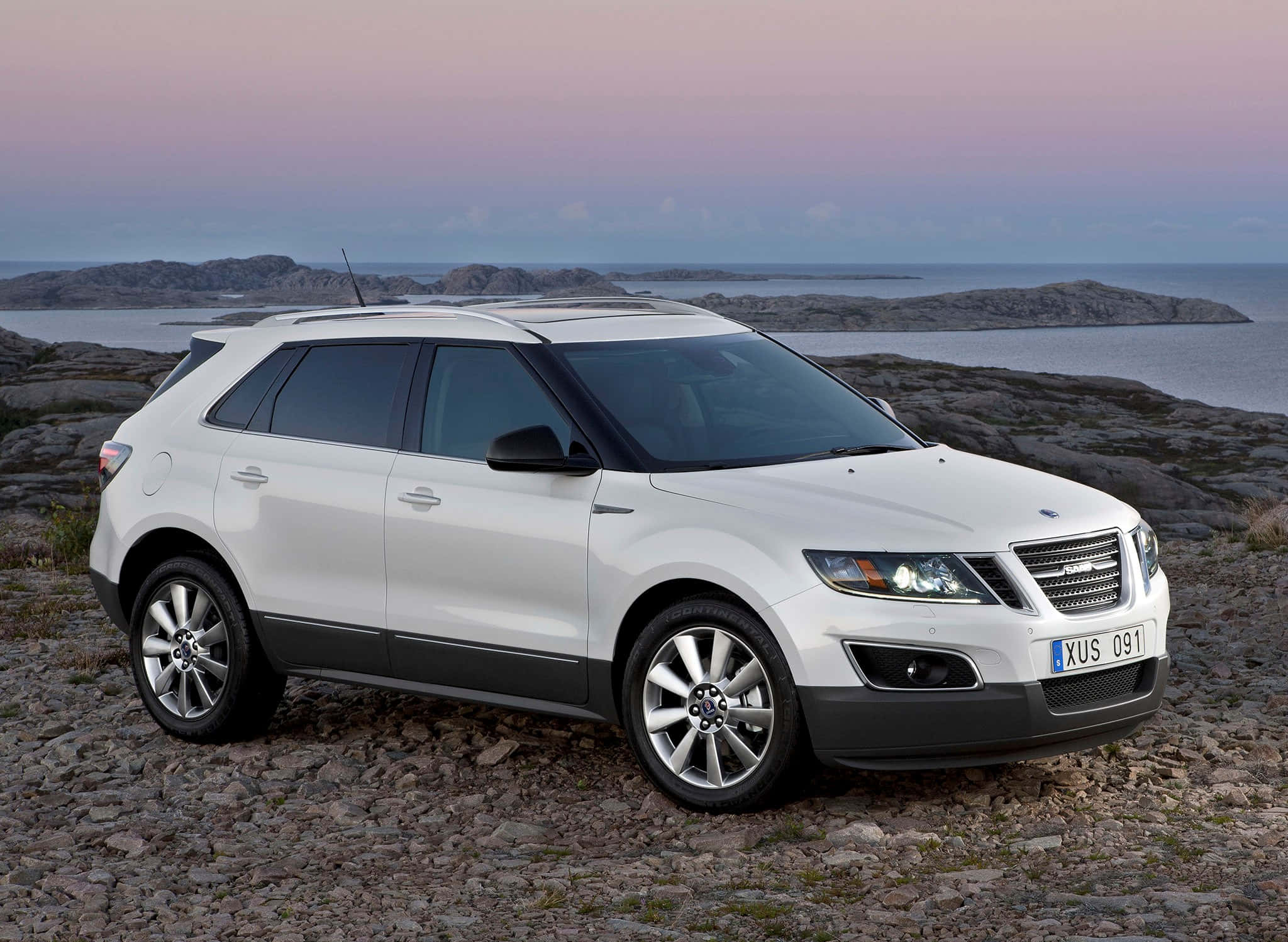 Saab 9-4x, white, rocky terrain, Full HD Desktop Wallpaper