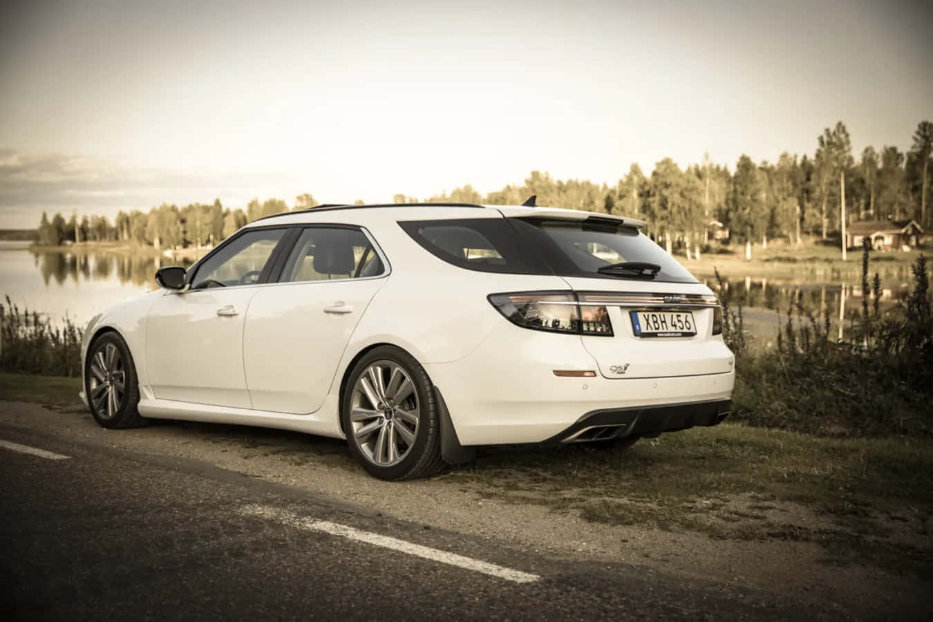 Saab 9-4x, white, station wagon, HD Desktop Wallpaper