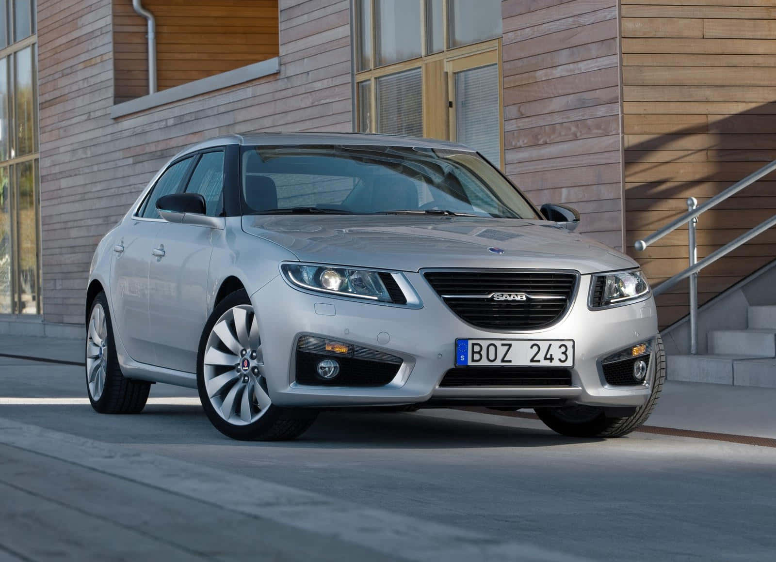 Saab 9-5, silver, sleek, HD Desktop Wallpaper