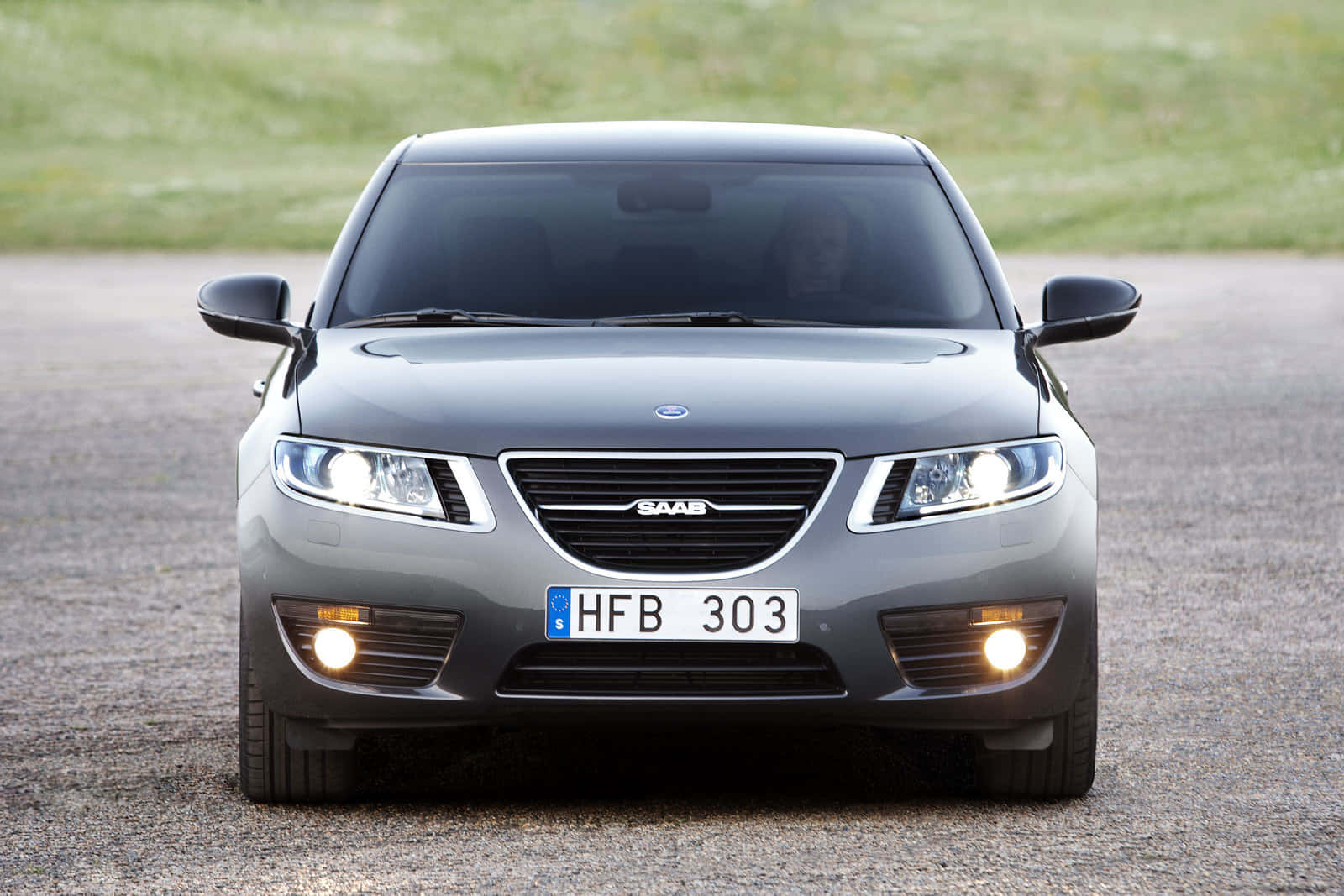 Saab 9-5, sleek silver, gravel, HD Desktop Wallpaper