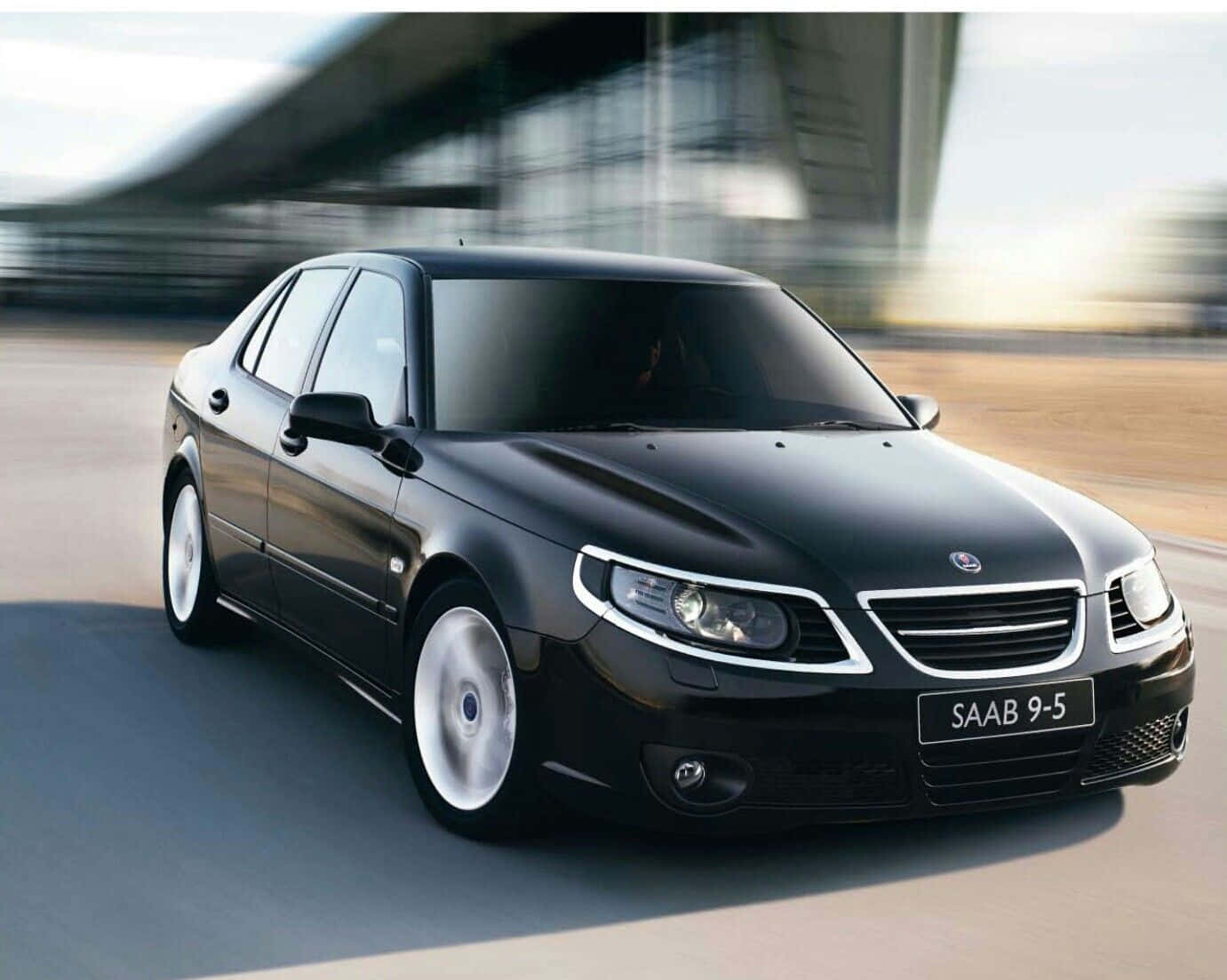Saab 9-5, black, sedan, HD Desktop Wallpaper