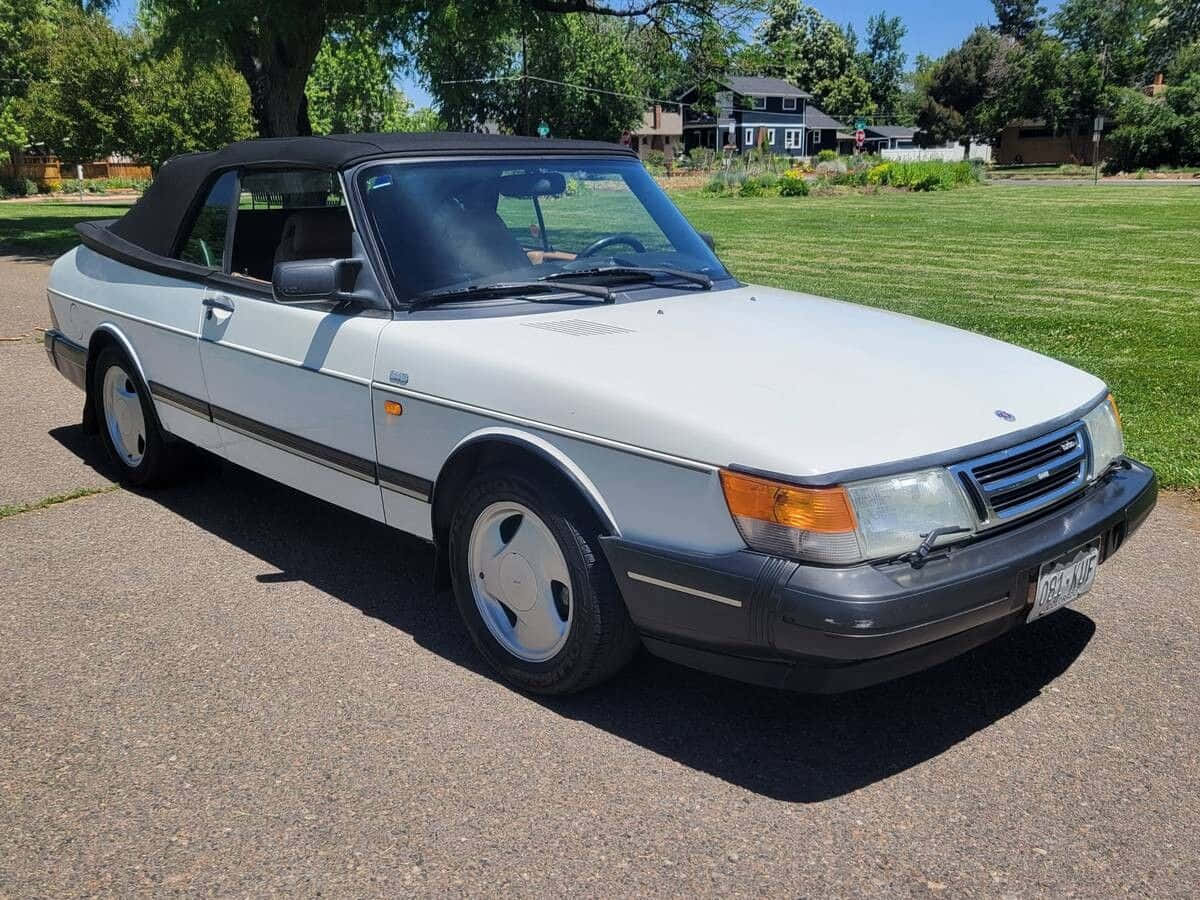 Saab 900, white, convertible, SD Desktop Wallpaper