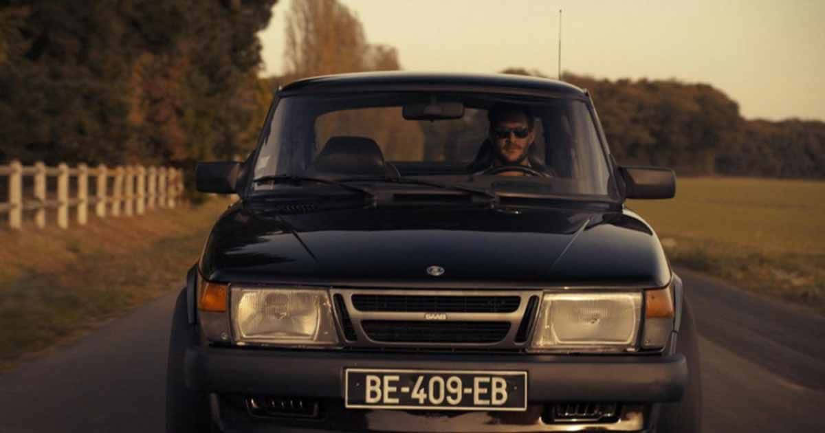 Saab 900, black, rural road, SD Desktop Wallpaper