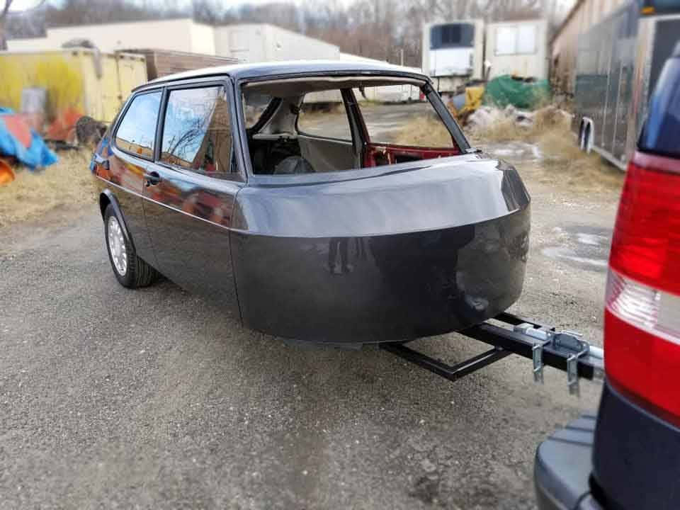 Saab 900, black, modified station wagon, SD Desktop Wallpaper