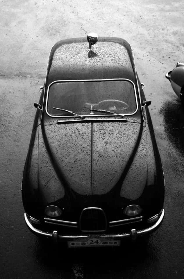 Saab 96, vintage car, raindrops, SD Phone Wallpaper