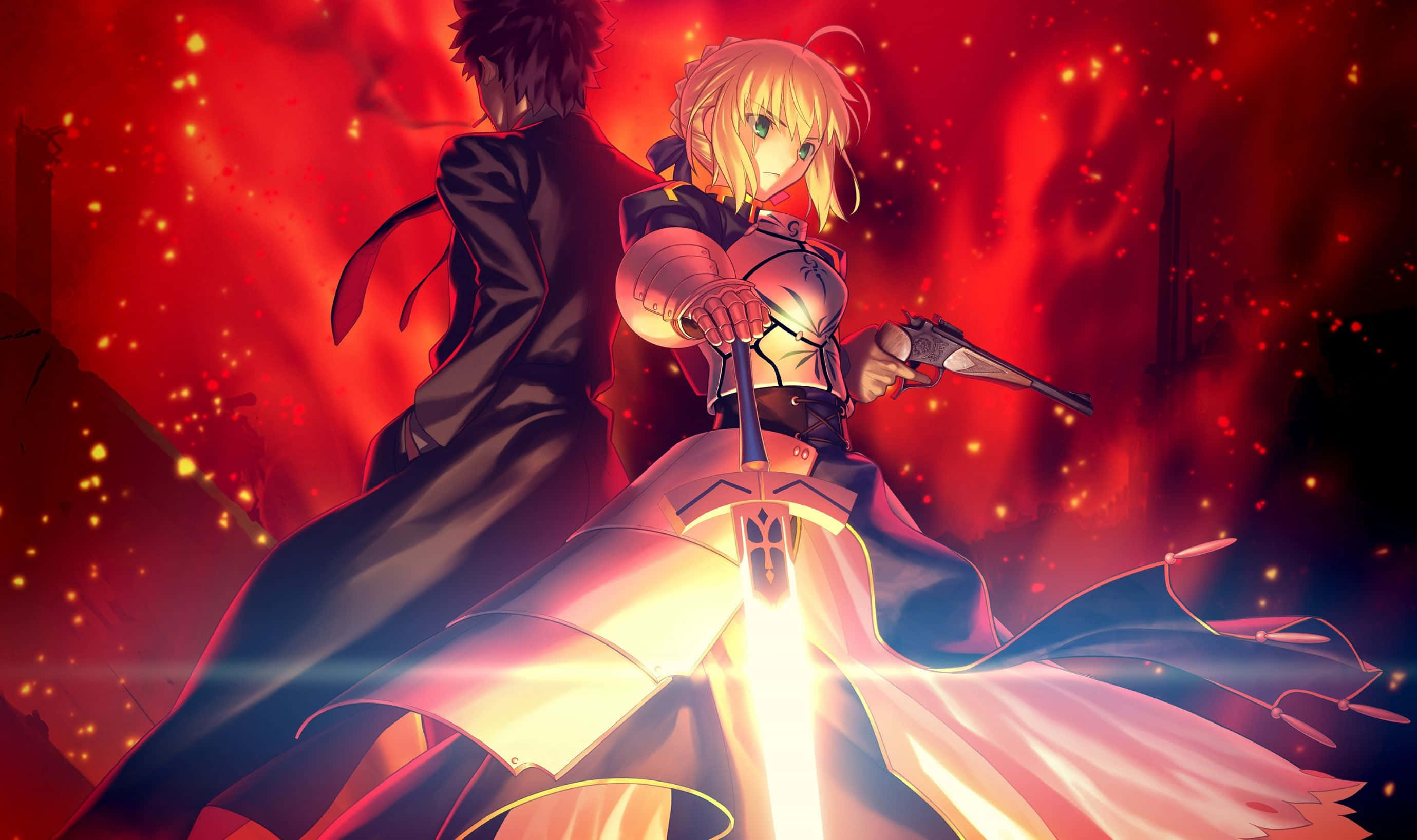 Saber Fate Stay Night With Pistol, 2K Desktop Wallpaper