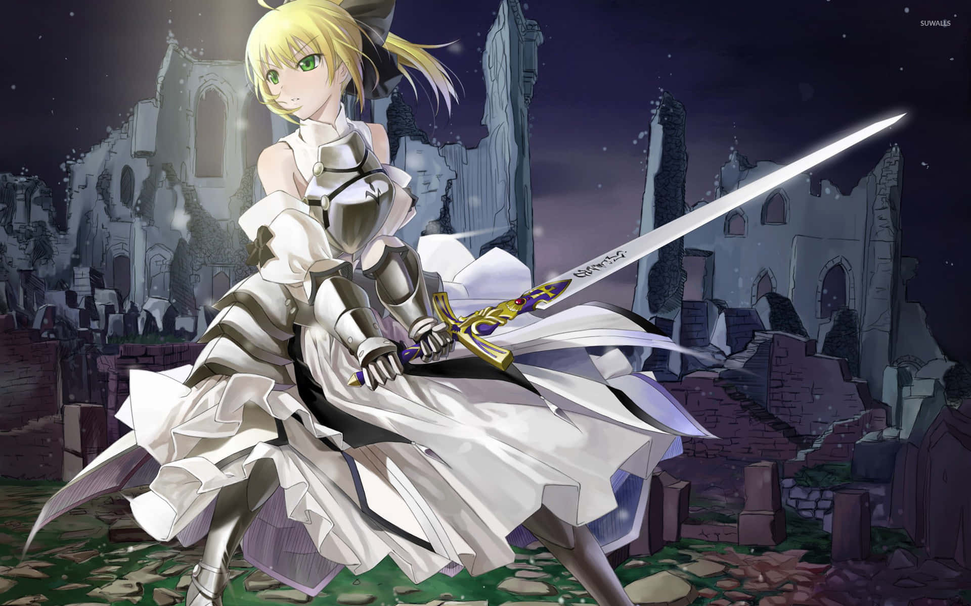 Alter Saber Fate Stay Night Brandishing Sword, Full HD Desktop Wallpaper