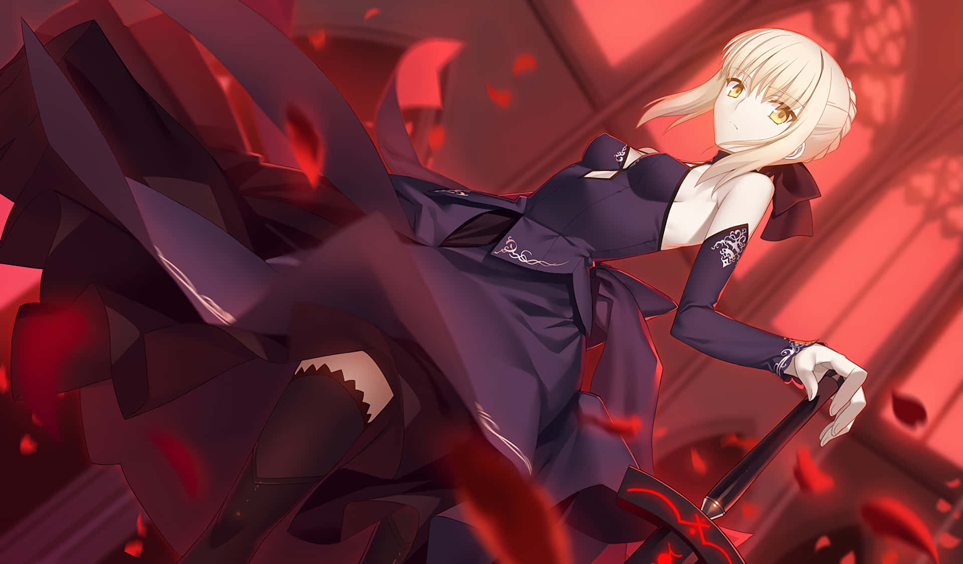Alter Saber Fate Stay Night With Roses, Full HD Desktop Wallpaper