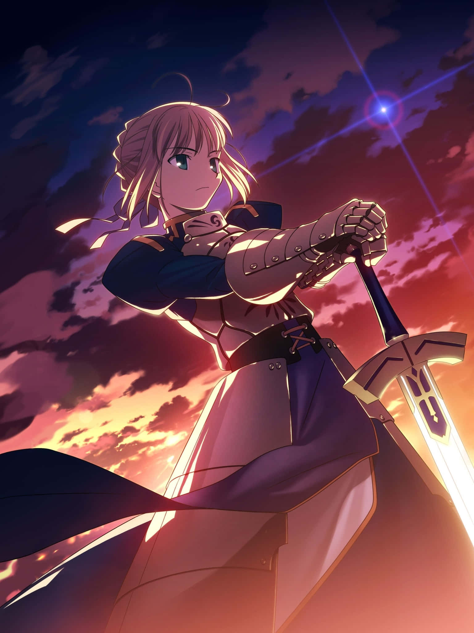 Saber Fate Stay Night Under The Stars, Full HD Phone Wallpaper