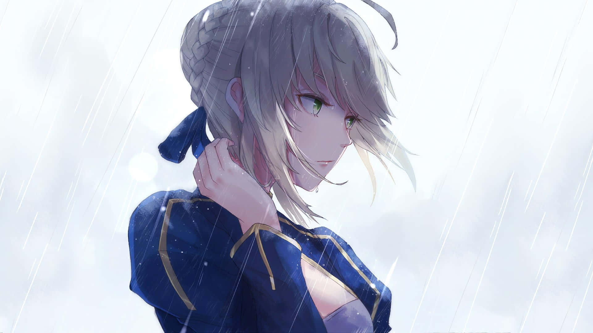 Saber Fate Stay Night In The Rain, Full HD Desktop Wallpaper