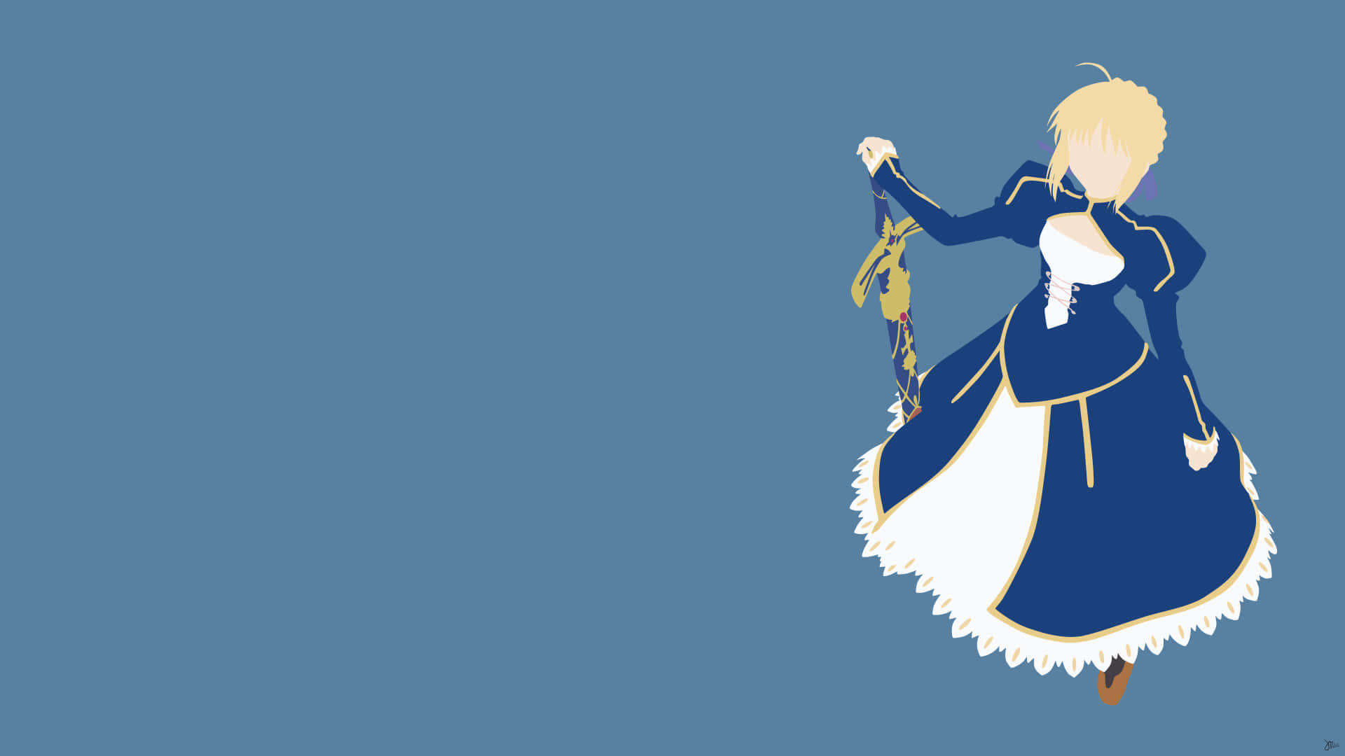 Saber Fate Stay Night Vector In Blue, Full HD Desktop Wallpaper