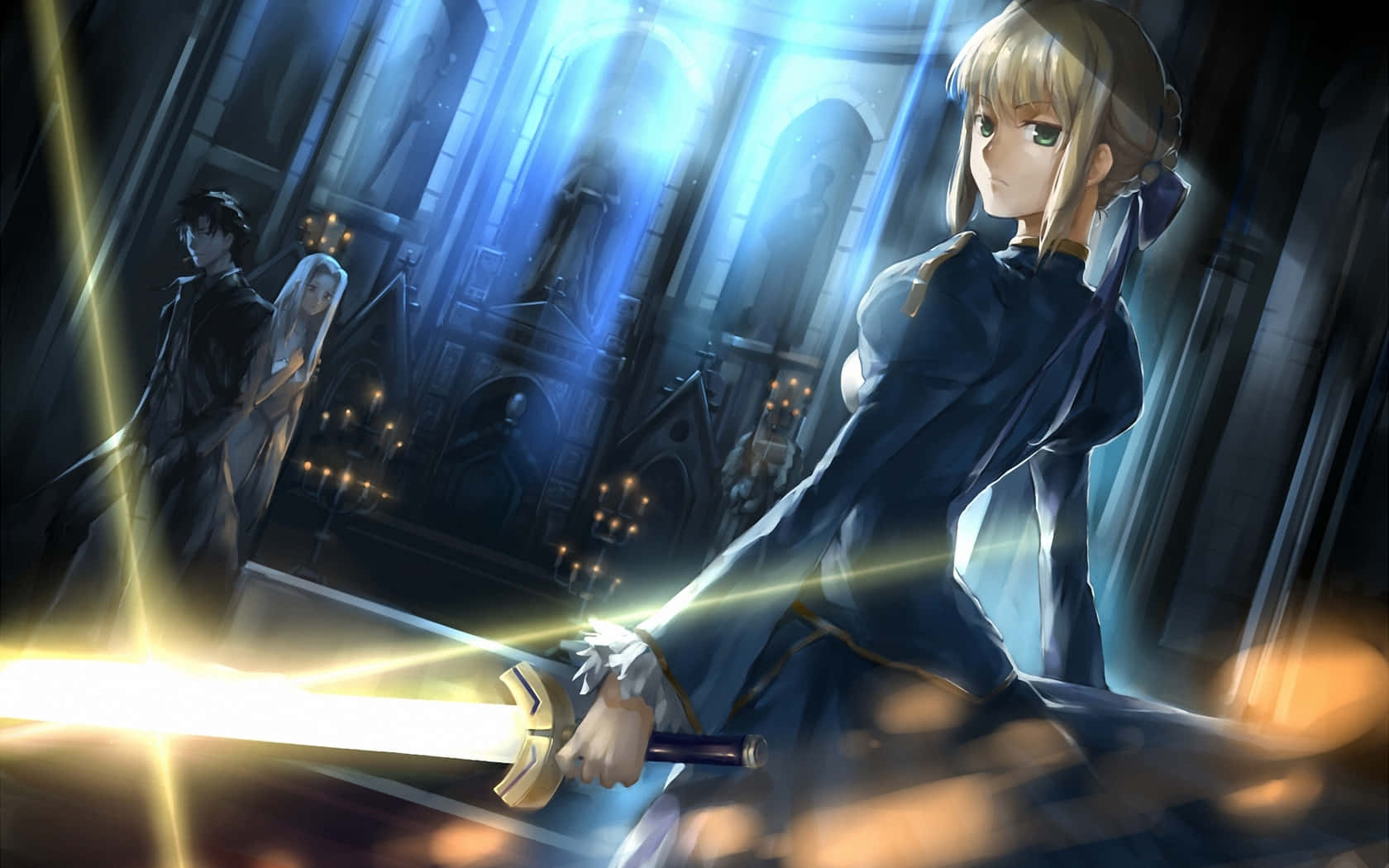 Saber Fate Stay Night In Church, HD Desktop Wallpaper