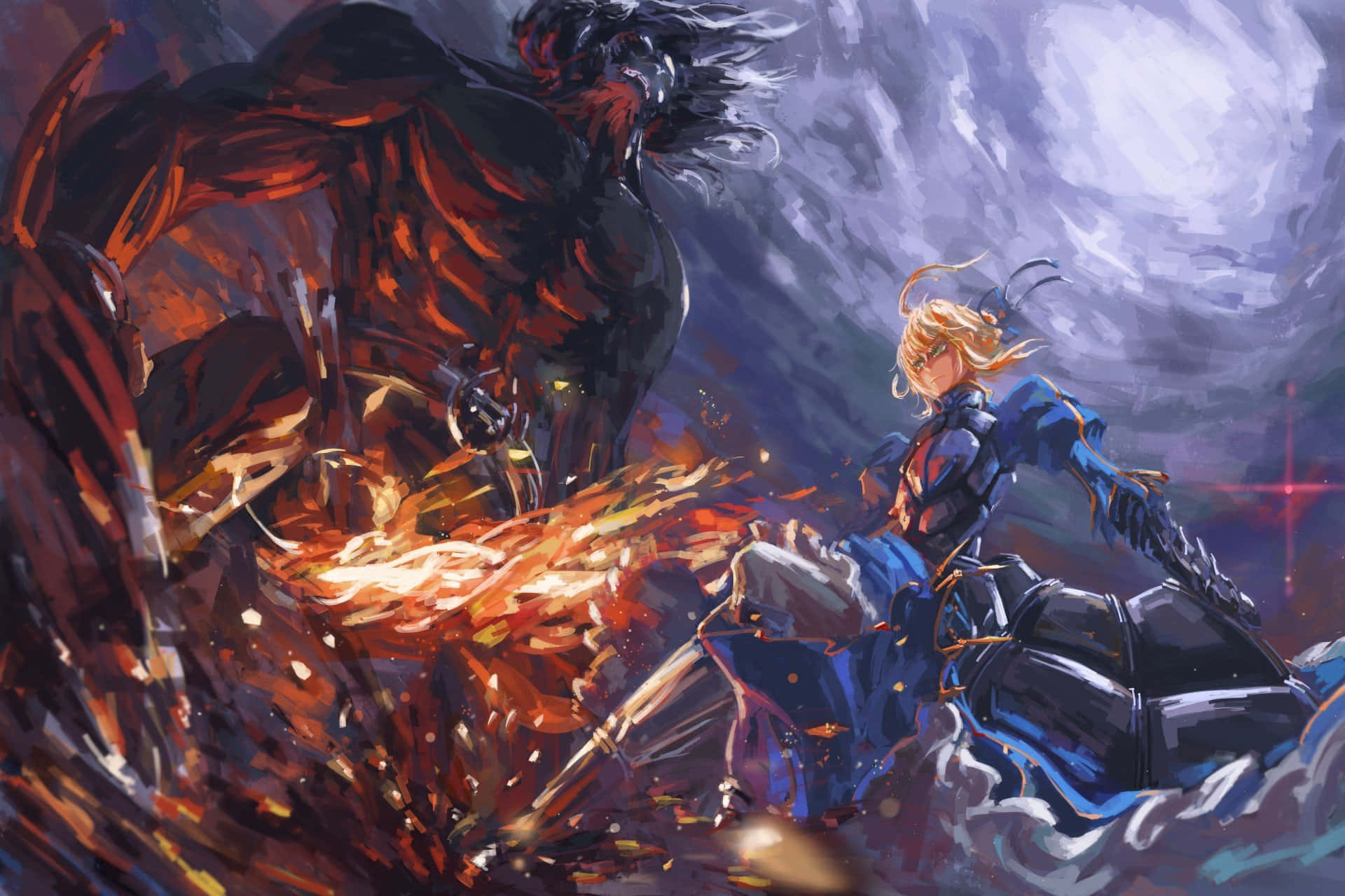 Saber Fate Stay Night Against Berserker, Full HD Desktop Wallpaper