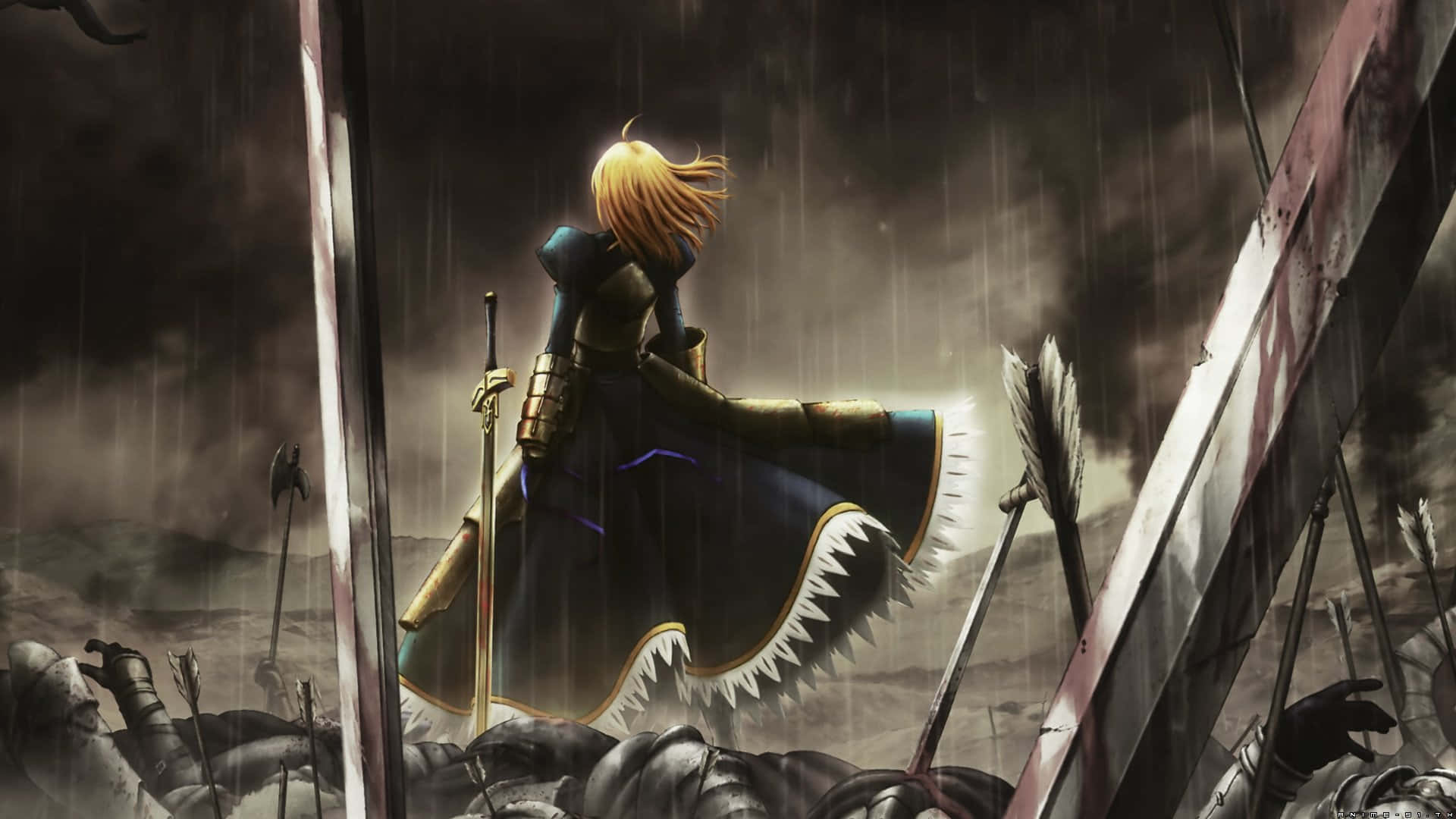 Saber Fate Stay Night In Battlefield, Full HD Desktop Wallpaper