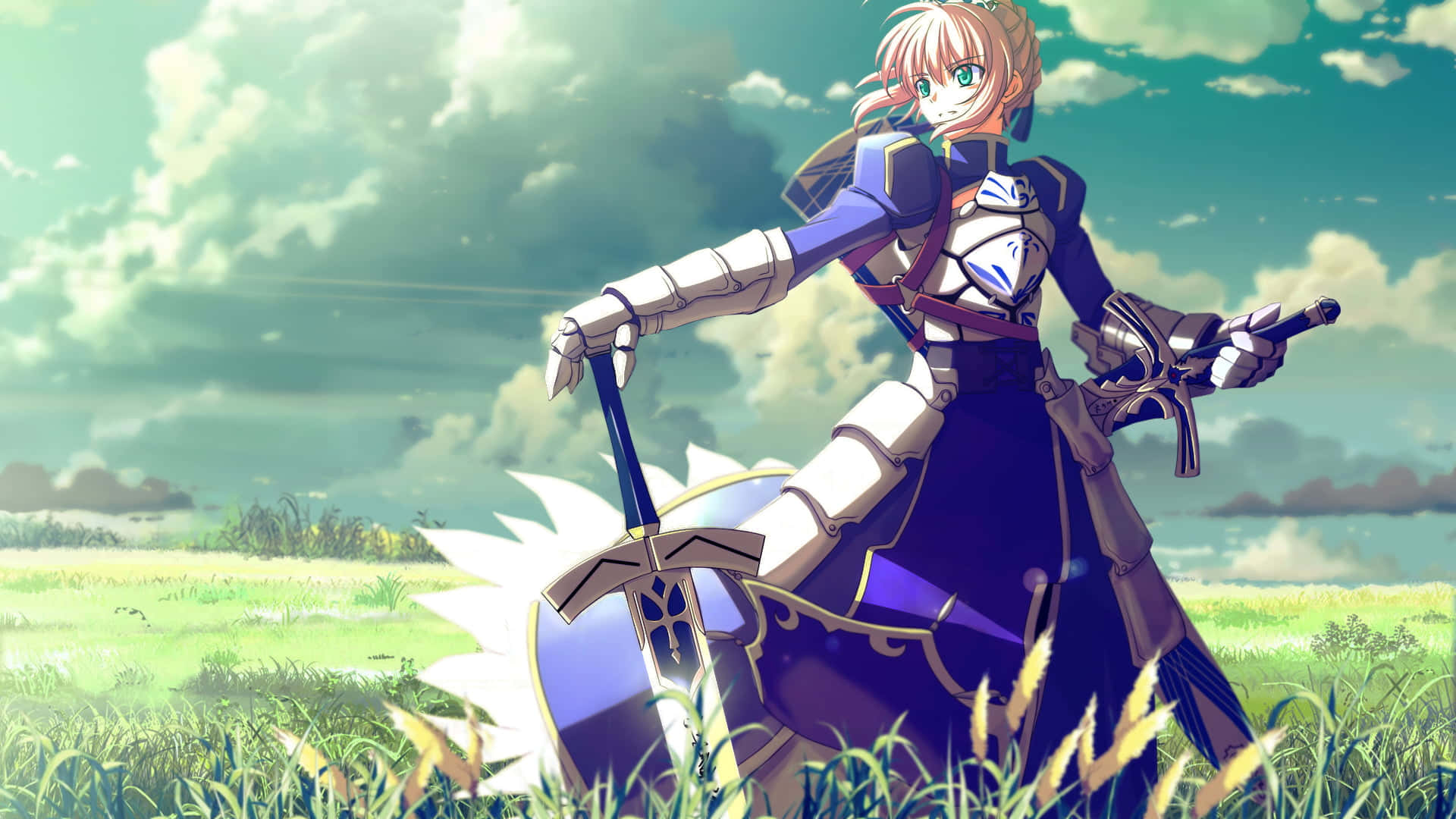 Saber Fate Stay Night In Field, Full HD Desktop Wallpaper