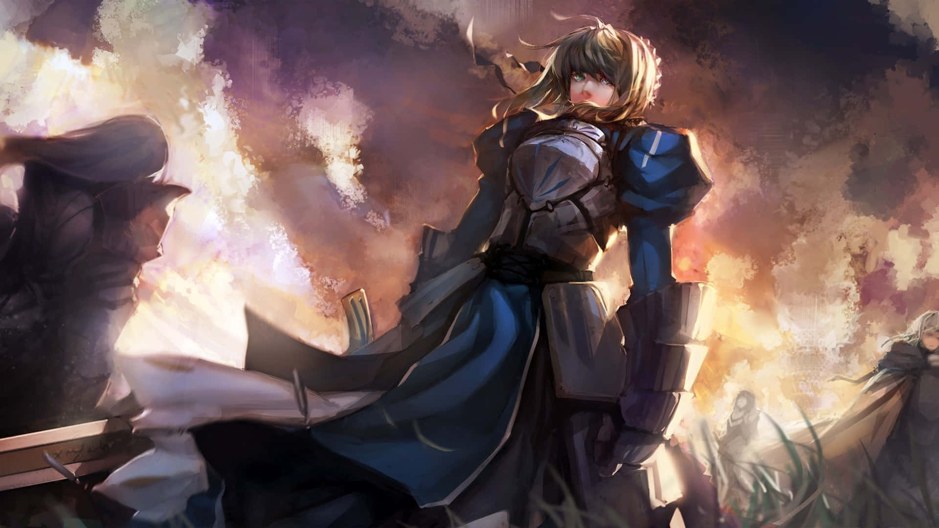 Sad Saber From Epic Anime Fate Stay Night, Full HD Desktop Wallpaper