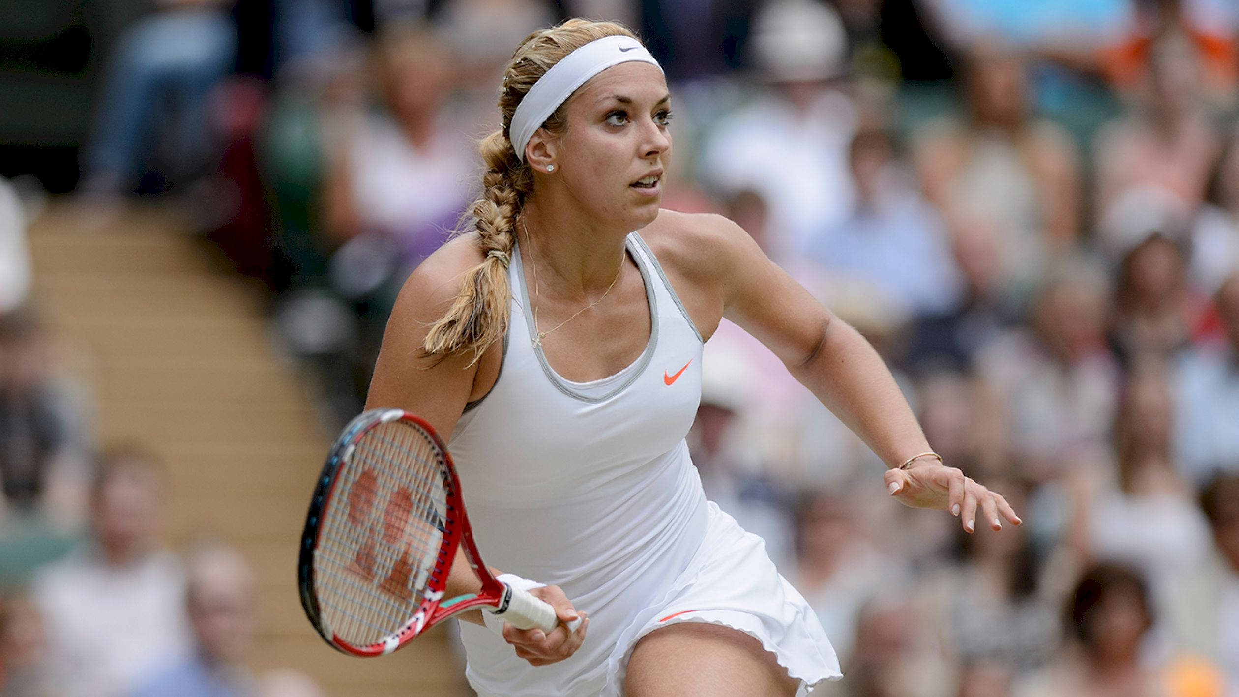 Sabine Lisicki, white Nike dress, grass court, Full HD Desktop Wallpaper