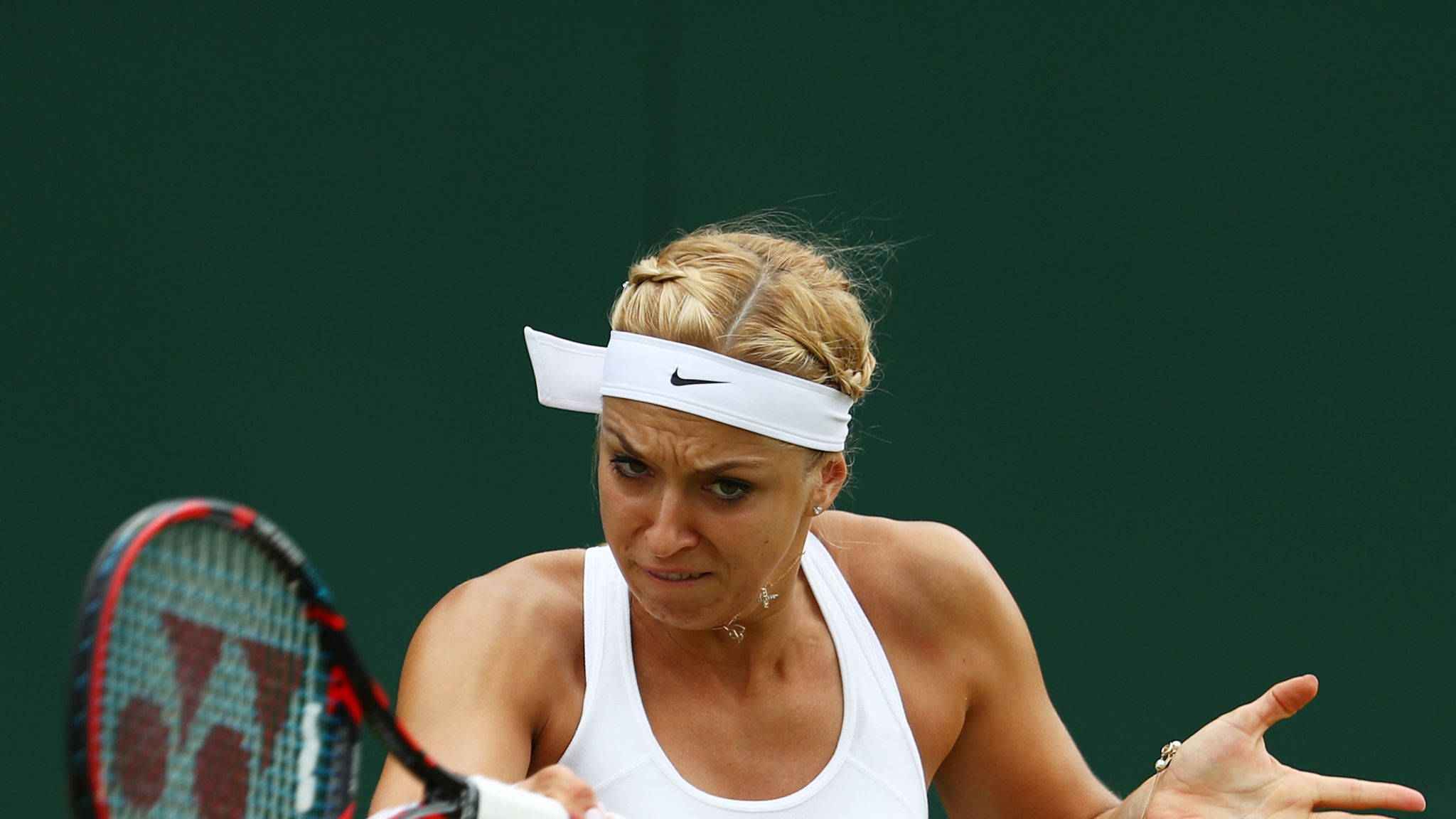 Sabine Lisicki, blonde hair, white headband, Full HD Desktop Wallpaper