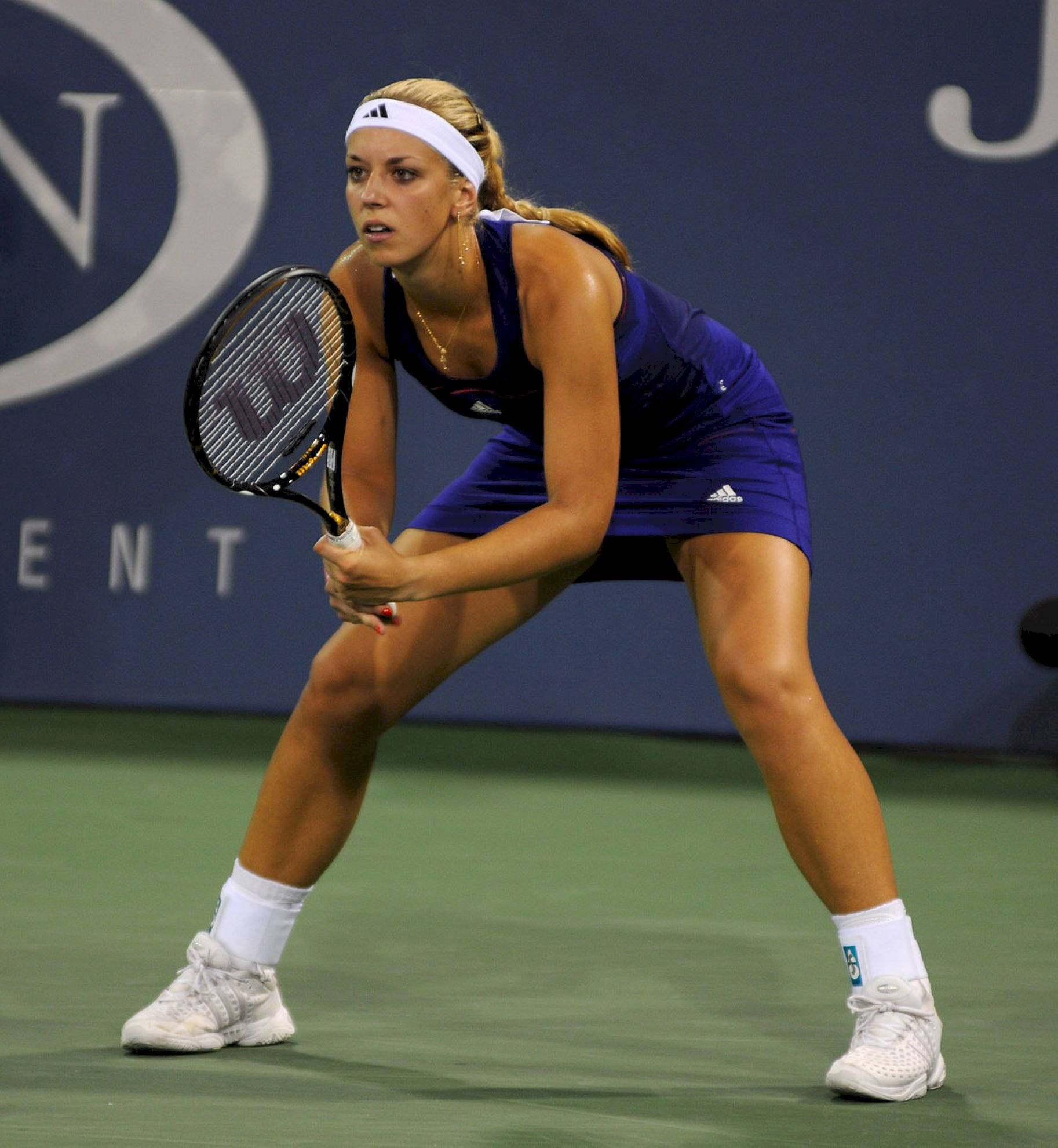 Sabine Lisicki, blue outfit, green court, Full HD Phone Wallpaper