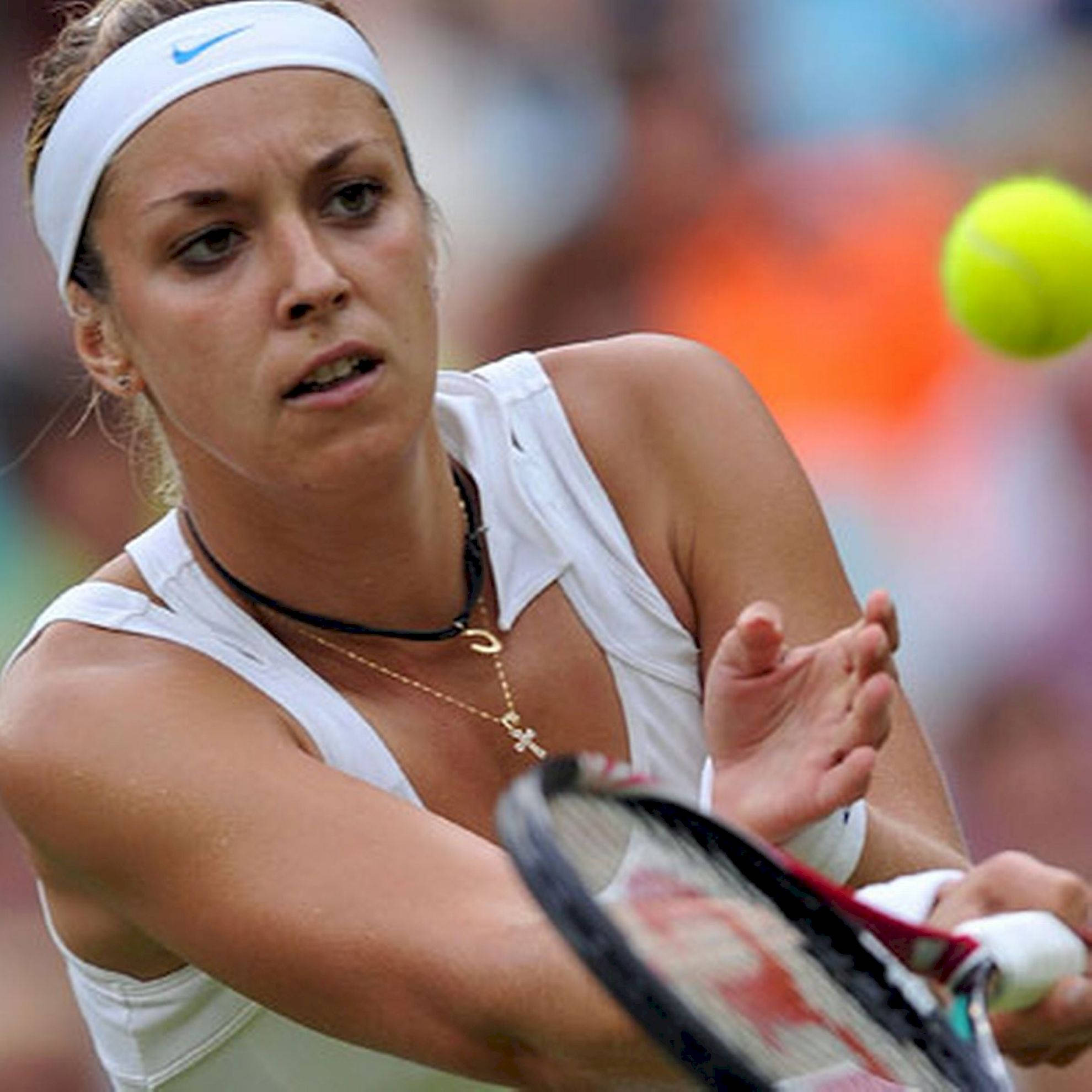 Sabine Lisicki, tennis ball, bright yellow, Full HD Desktop Wallpaper