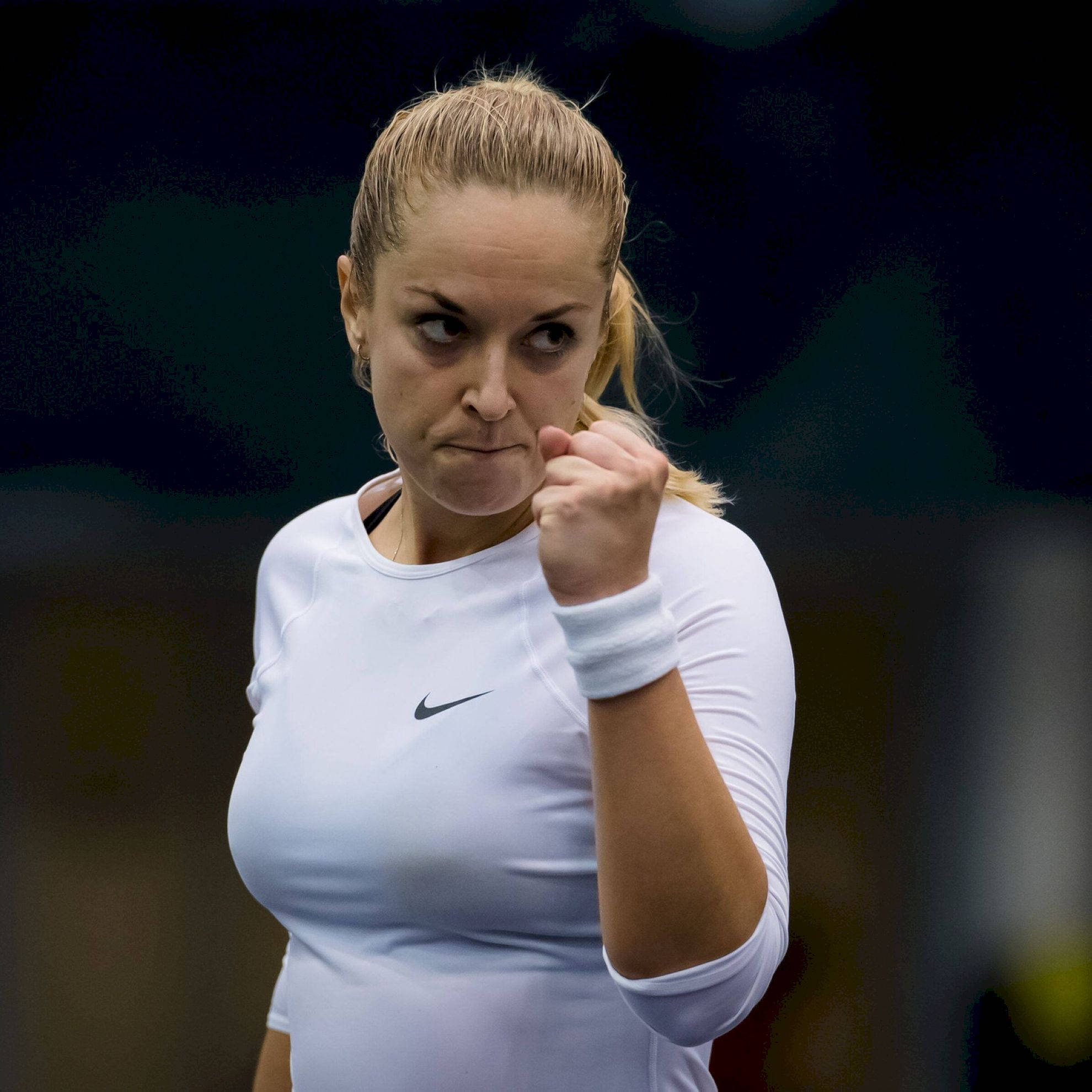 Sabine Lisicki, white Nike shirt, tennis court, Full HD Desktop Wallpaper
