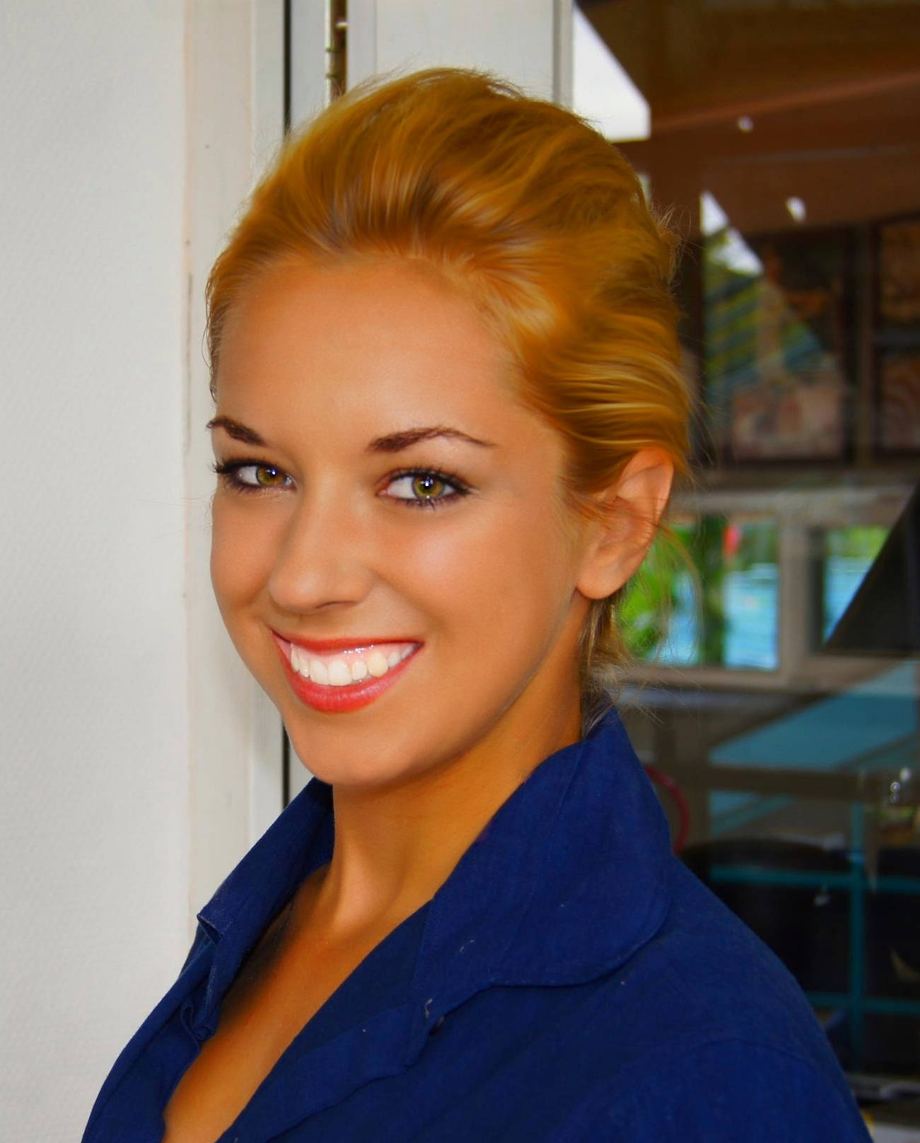 Sabine Lisicki, golden hair, bright red lips, HD Phone Wallpaper