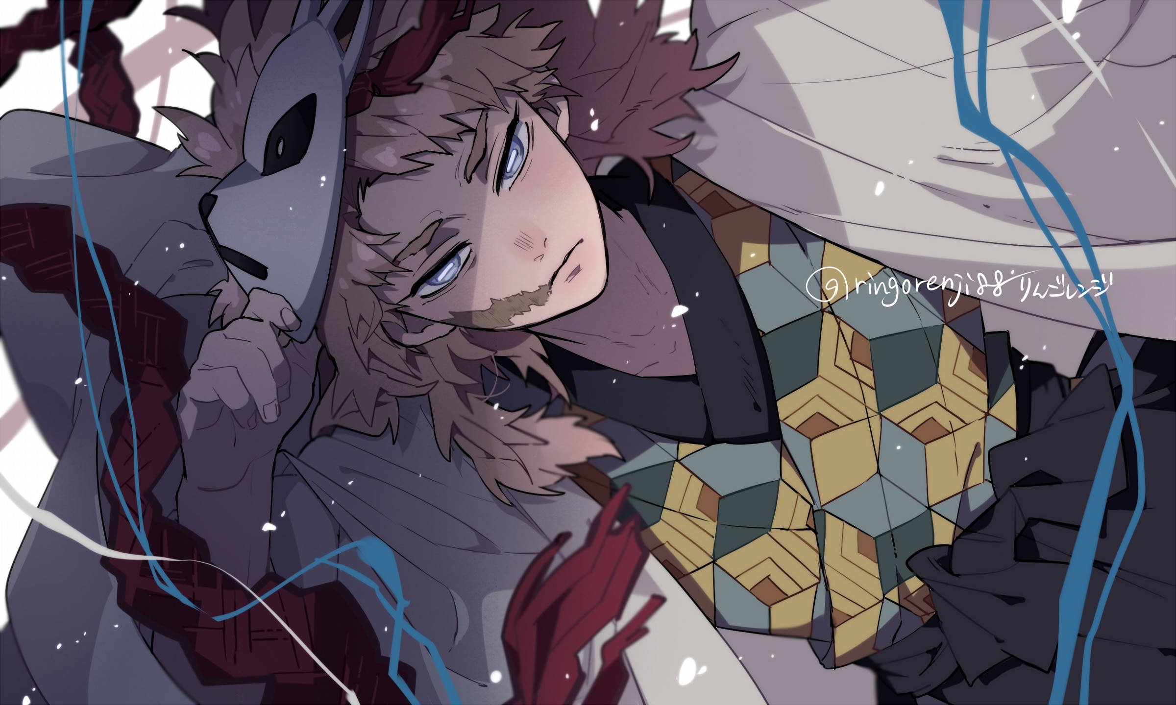 Sabito, wolf-like features, blue eyes, Full HD Desktop Wallpaper