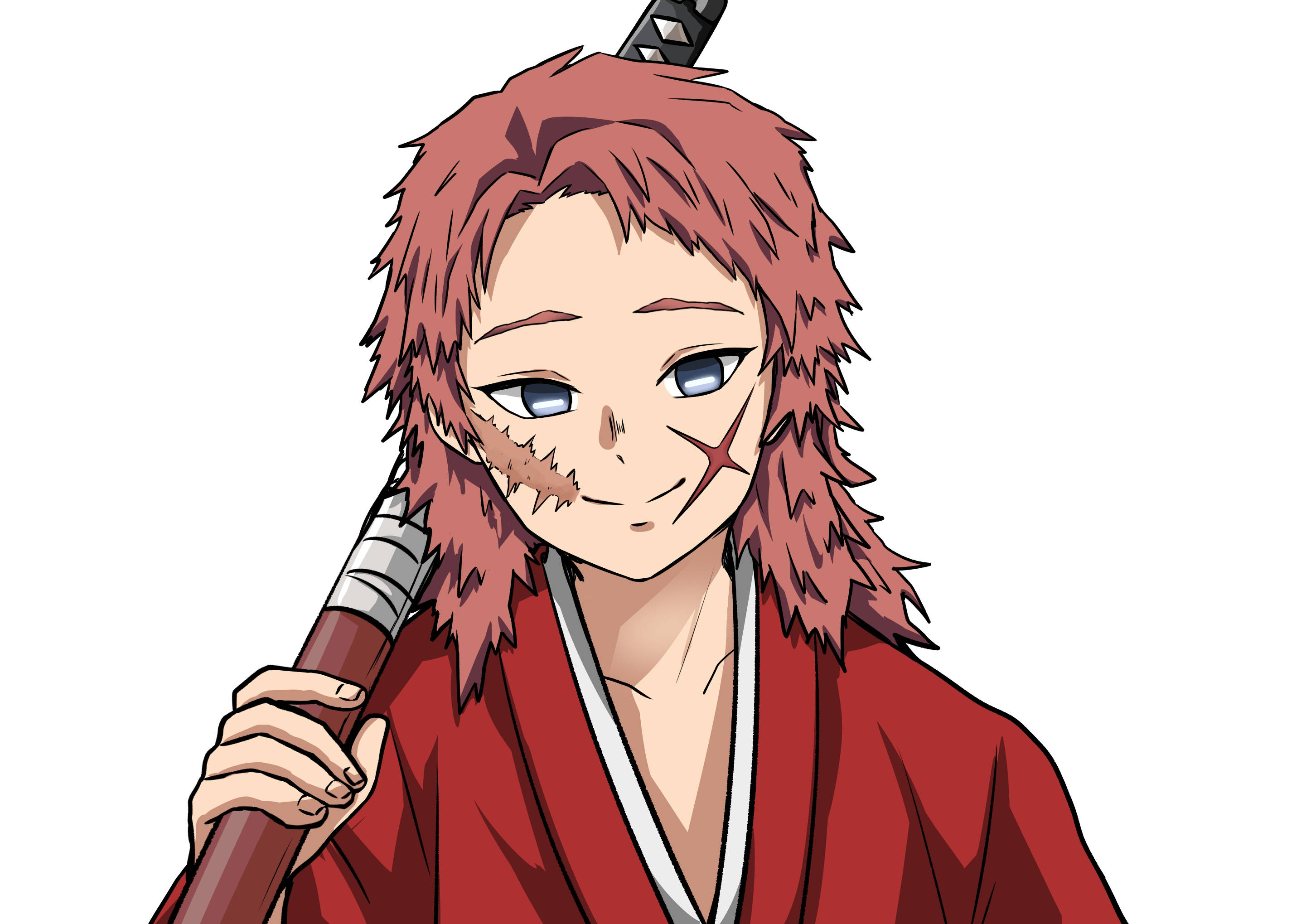 Sabito, red hair, spiky red hair, 2K Desktop Wallpaper