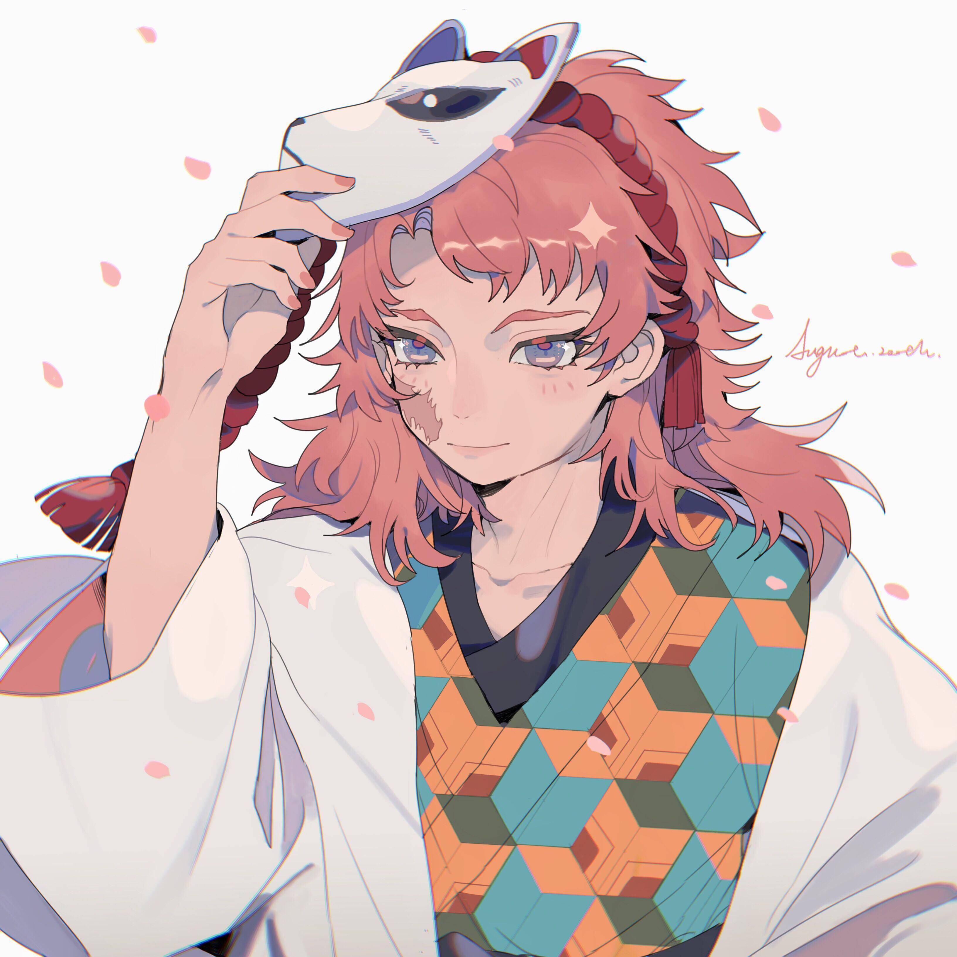 pink hair, fox ears, fox mask, 2K Desktop Wallpaper