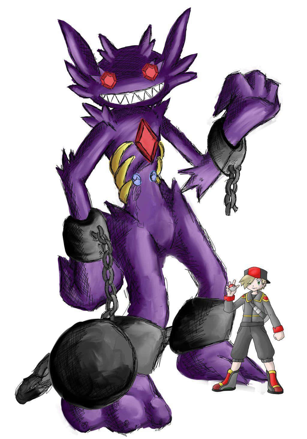 Sableye, purple, red eyes, HD Phone Wallpaper