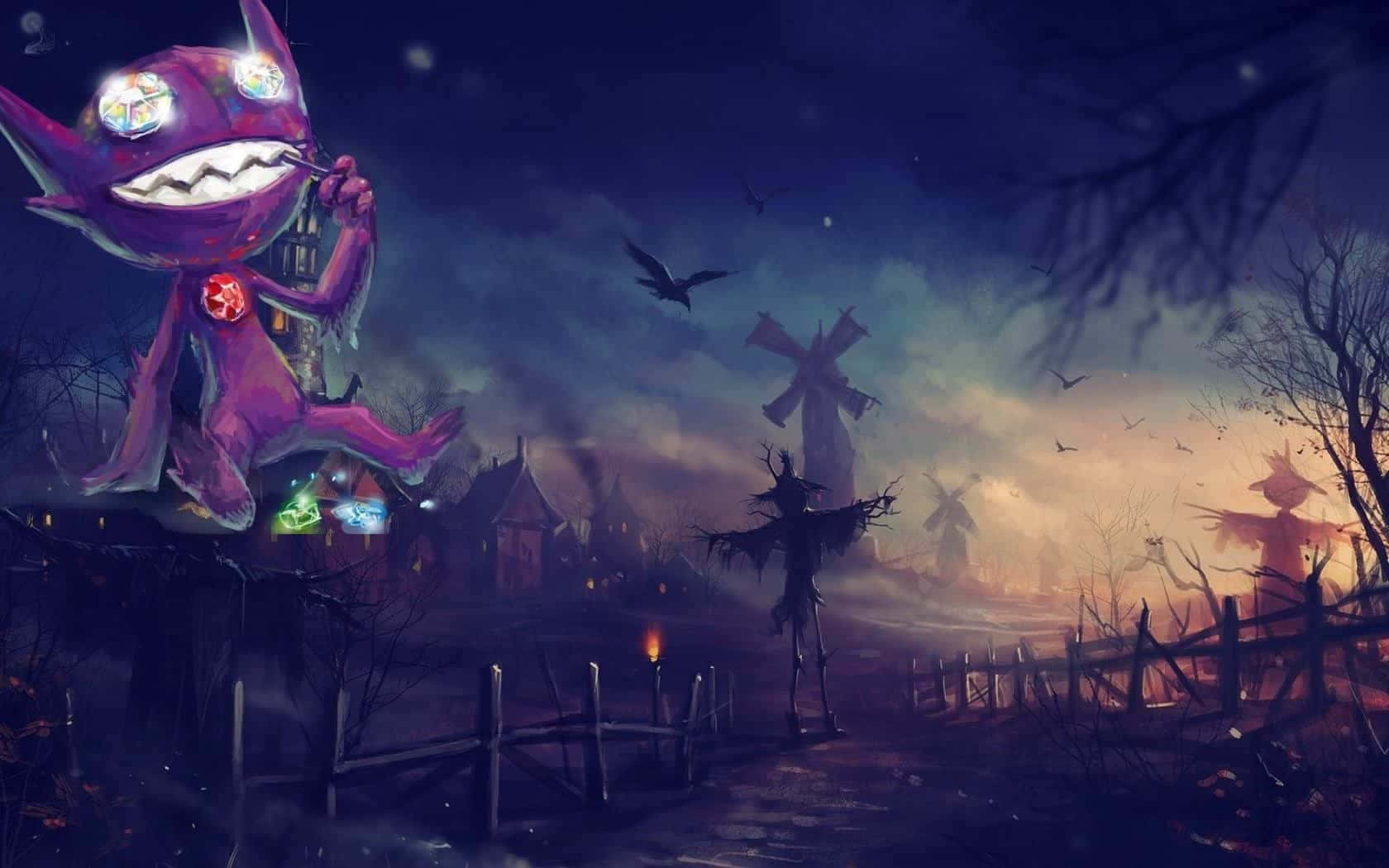 Sableye, purple creature, glowing eyes, HD Desktop Wallpaper