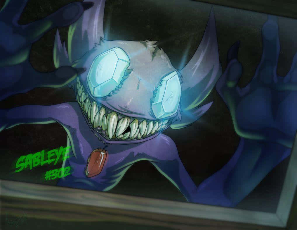 Sableye, purple, glowing blue eyes, SD Desktop Wallpaper
