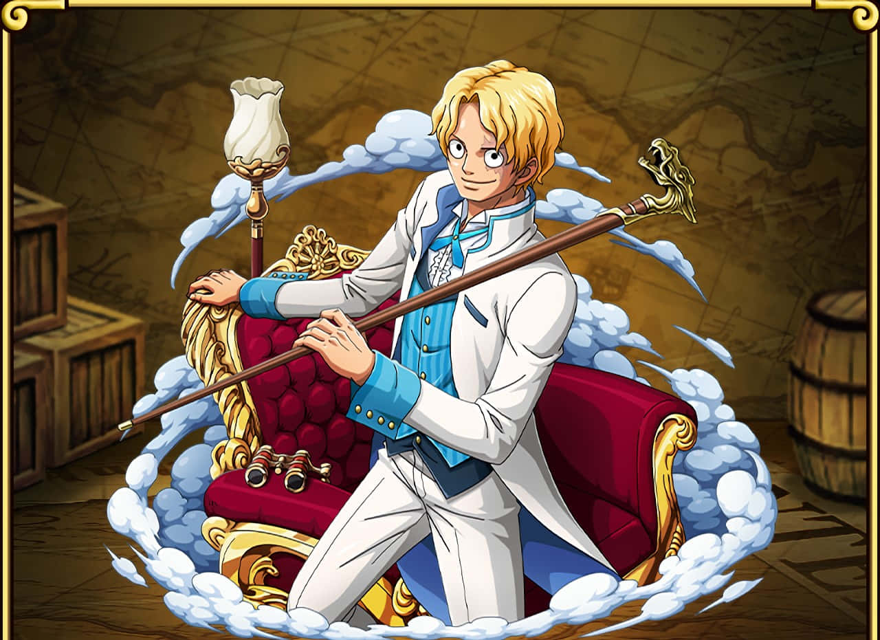 Sabo, blonde anime pirate king, red throne, HD Desktop Wallpaper