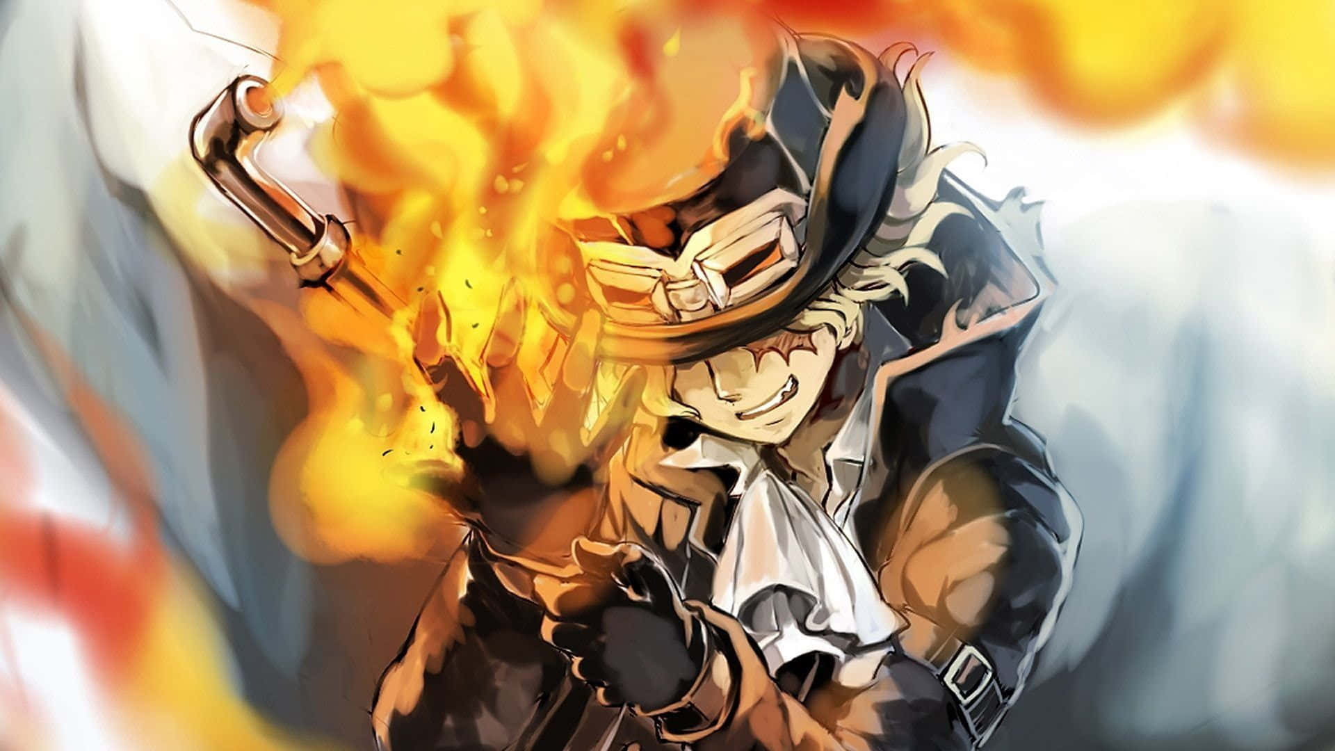 Sabo, top hat, flaming pipe, Full HD Desktop Wallpaper