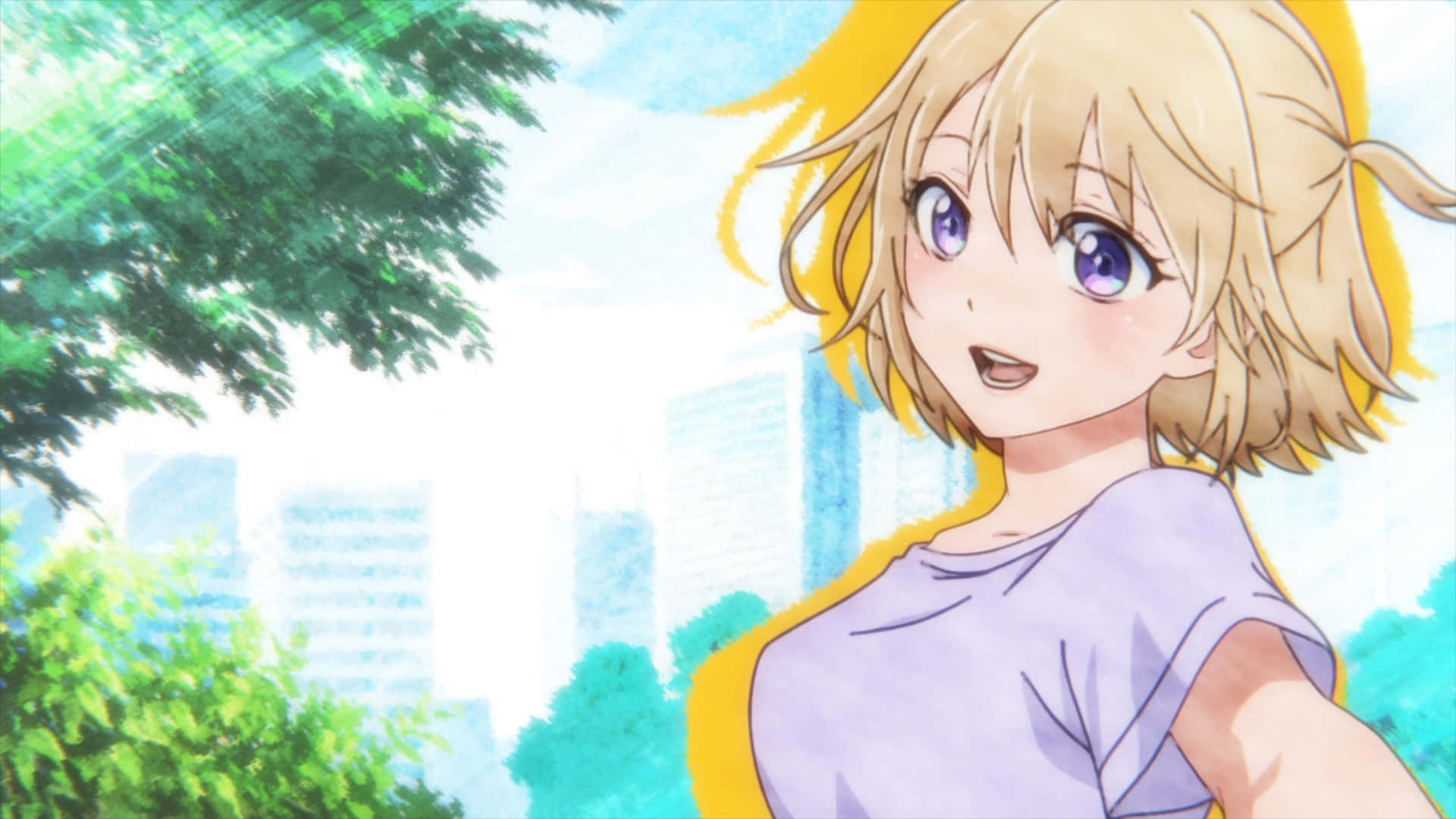 Sachi Umino, animated character, thoughtful pose, Full HD Desktop Wallpaper