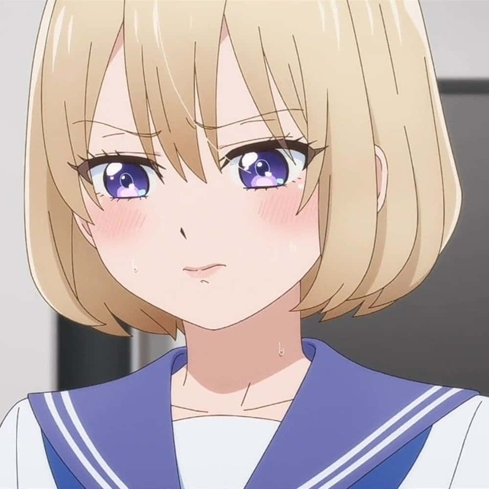 Sachi Umino, blonde bob hair, purple eyes, SD Desktop Wallpaper