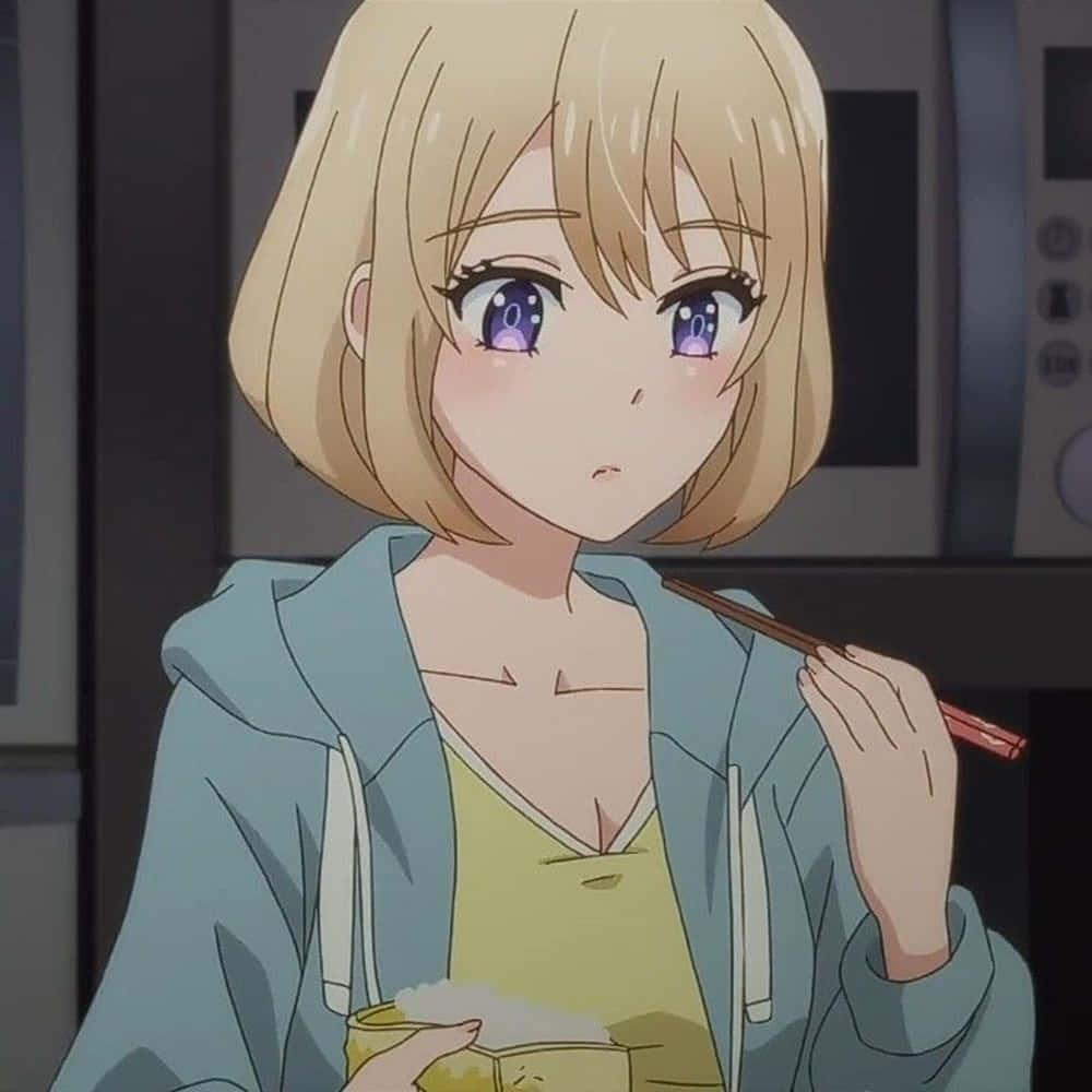 Sachi Umino, blonde bob, purple eyes, SD Desktop Wallpaper