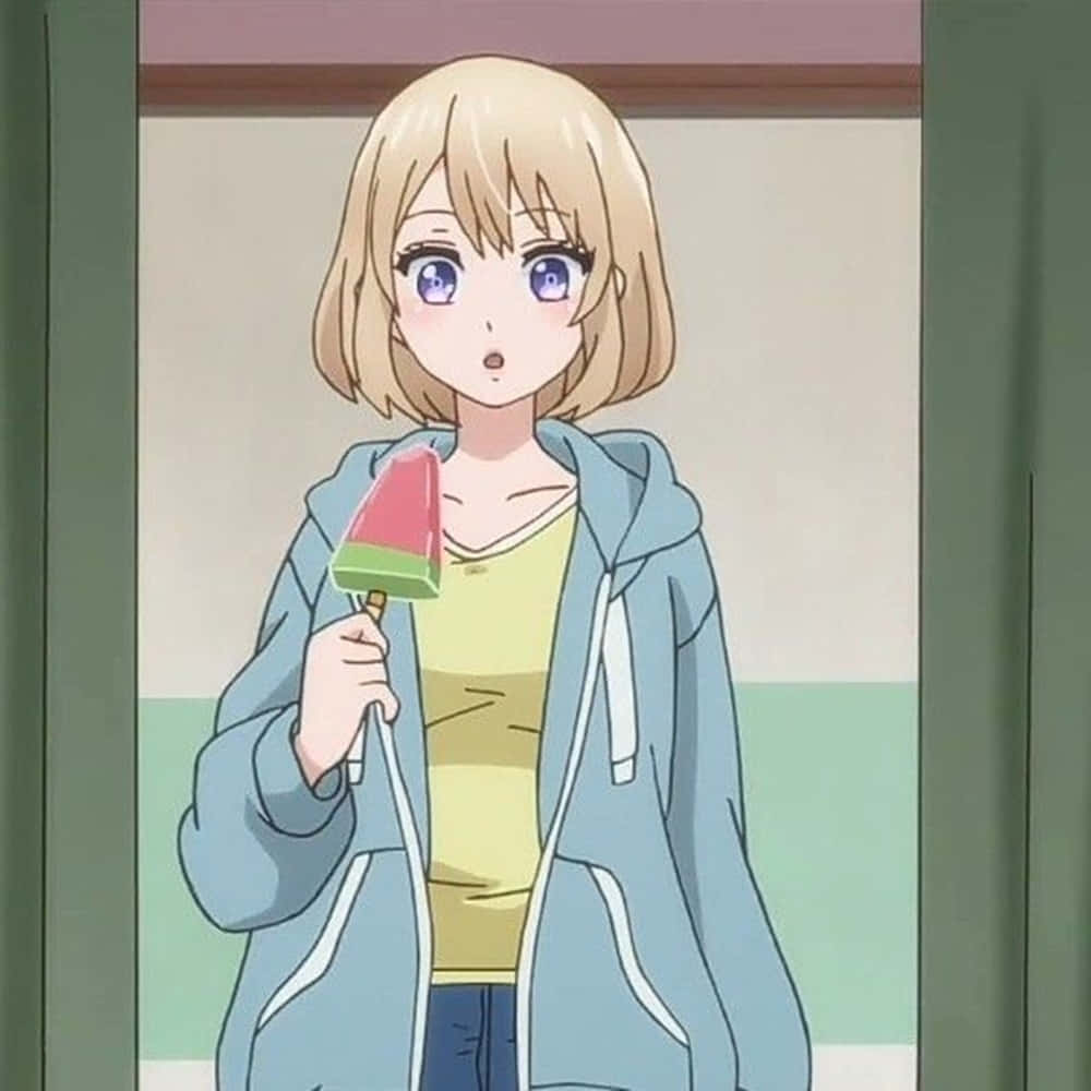 Sachi Umino, blonde hair, watermelon popsicle, SD Desktop Wallpaper