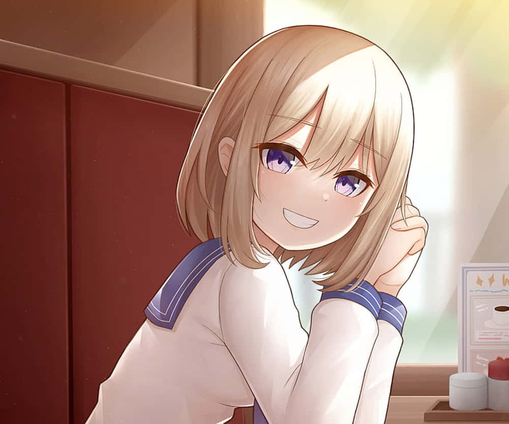 Sachi Umino, blonde hair, purple eyes, SD Desktop Wallpaper